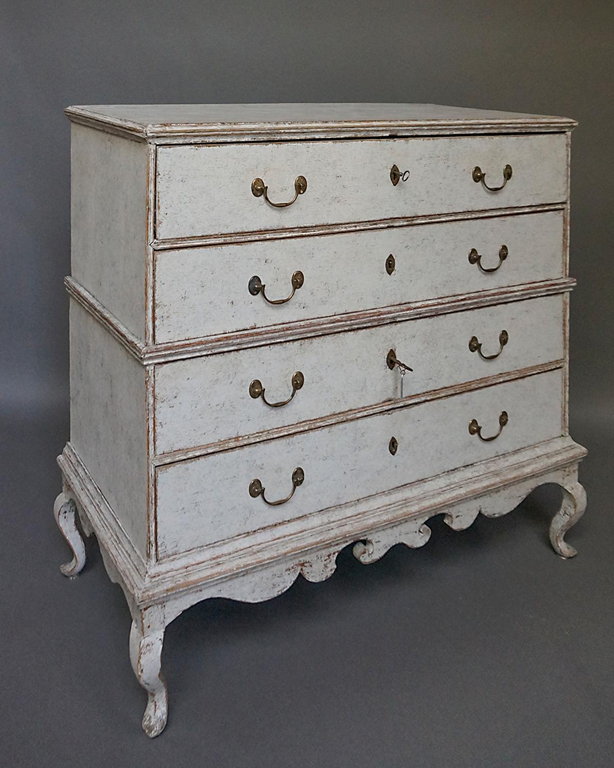 Wood Rococo Chest on Chest