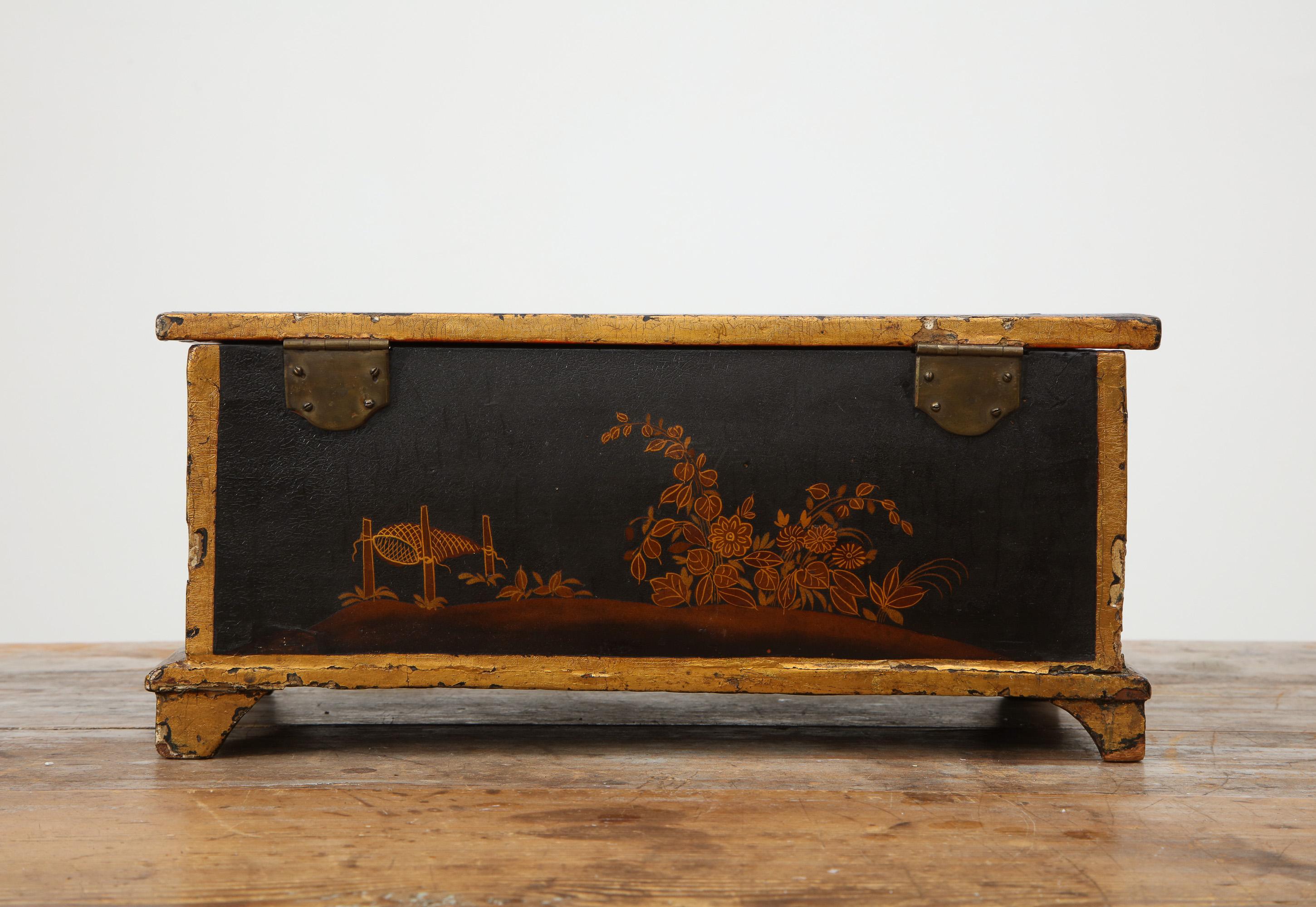 Hand-Painted Rococo Chinoiserie Box, circa 1750 For Sale