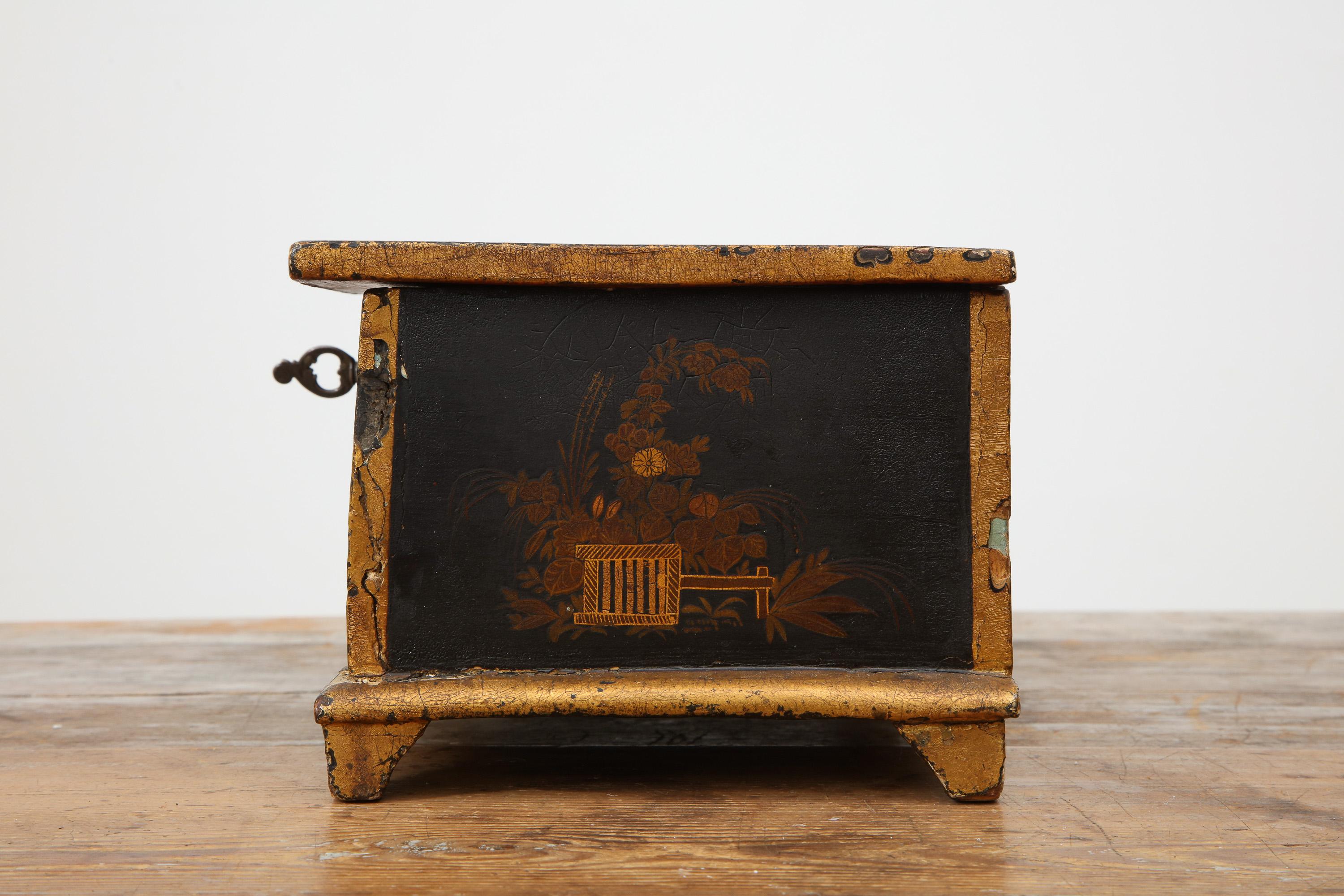Paint Rococo Chinoiserie Box, circa 1750 For Sale