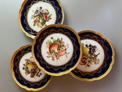 Quatre assiettes à fruits rococo en vermeil Cobalt Rosenthal Allemagne 1928-1929