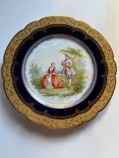 Rokoko-Kobalt-Goldschränke Teller Sèvres Frankreich Mitte 19.