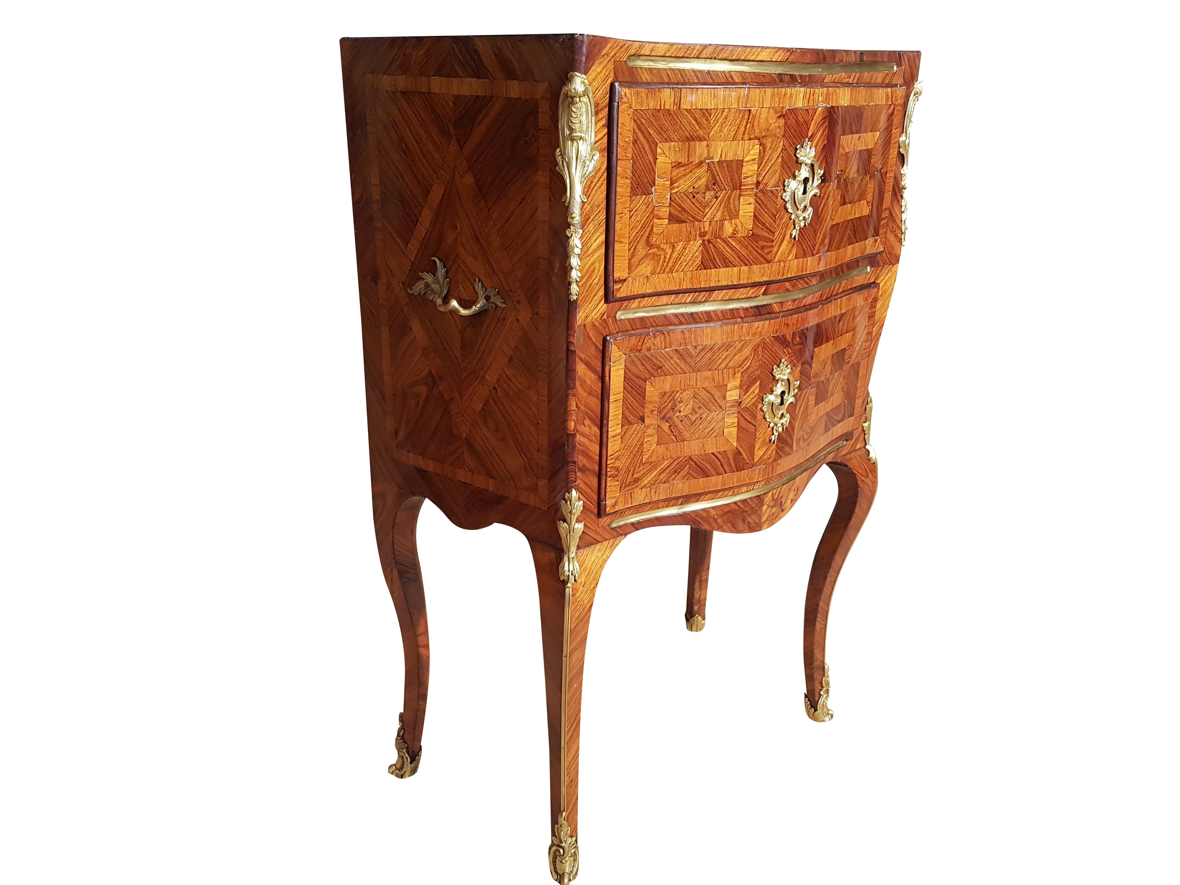 French Rococo Commode with Marble Top For Sale