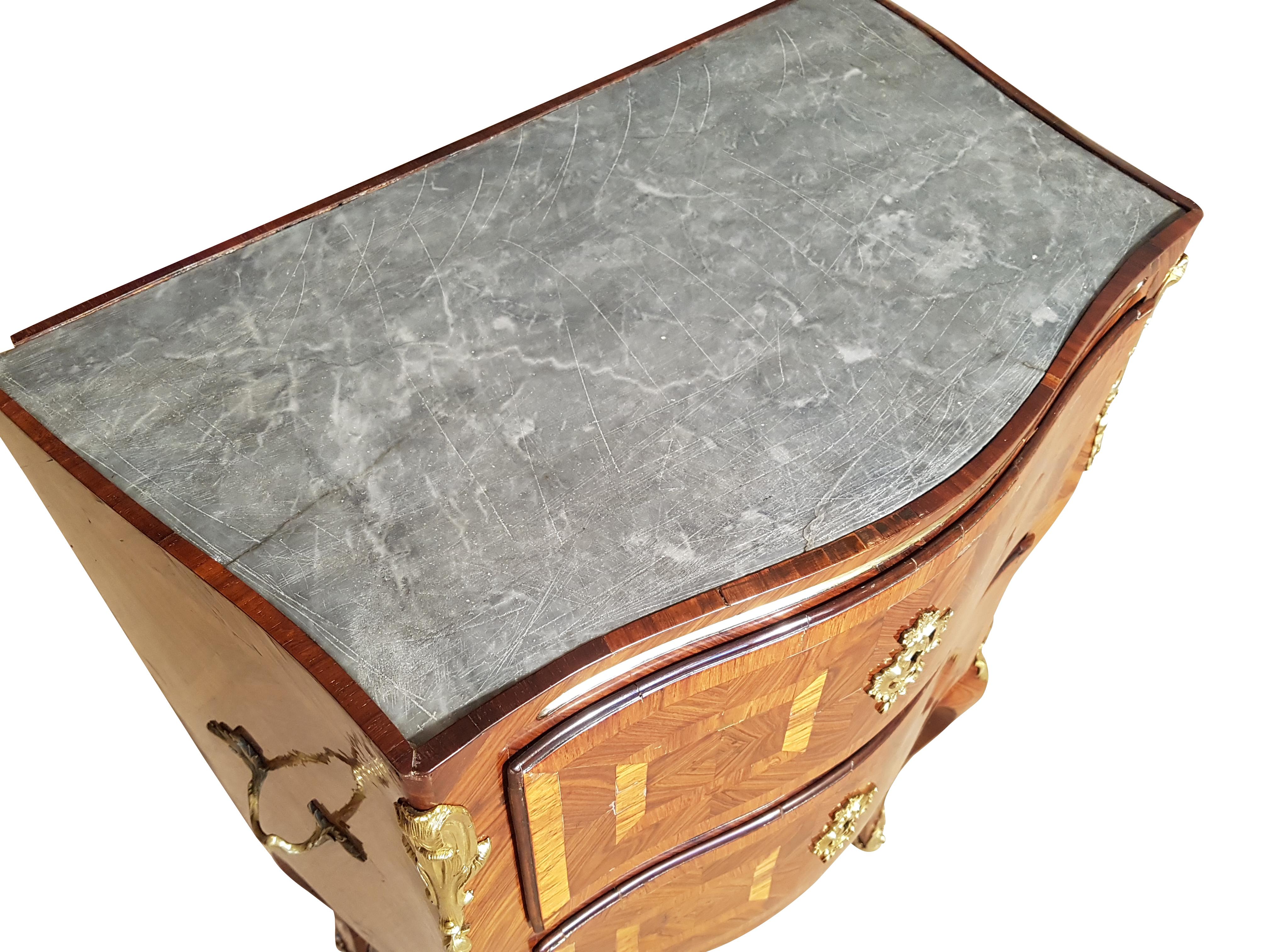 Gilt Rococo Commode with Marble Top For Sale