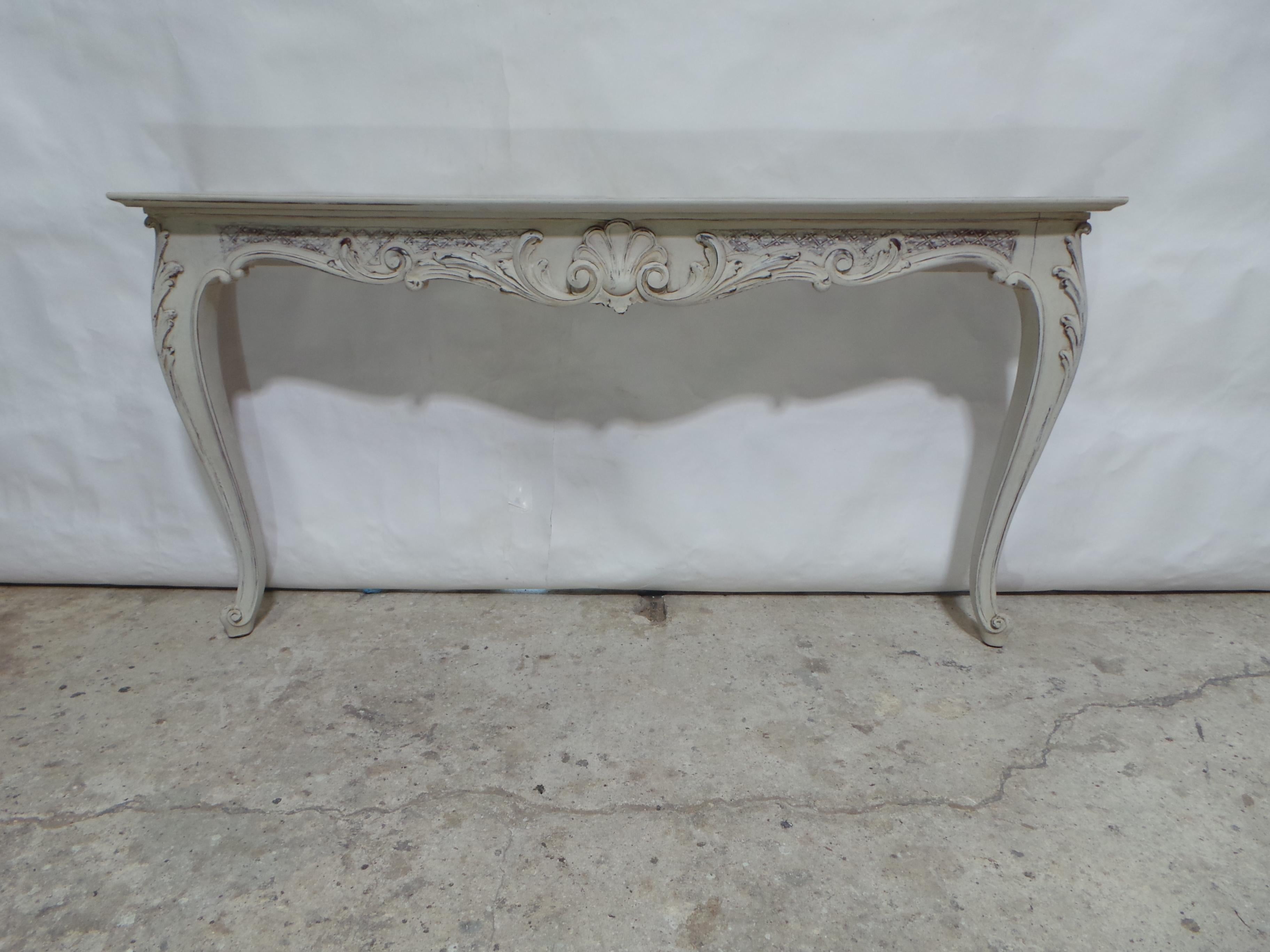 This is a wall mount Rococo style console table. its been restored and repainted with Milk Paints 