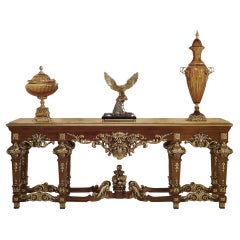 Rococo Console with Golden Carvings and Marble Top by Modenese Luxury Interiors