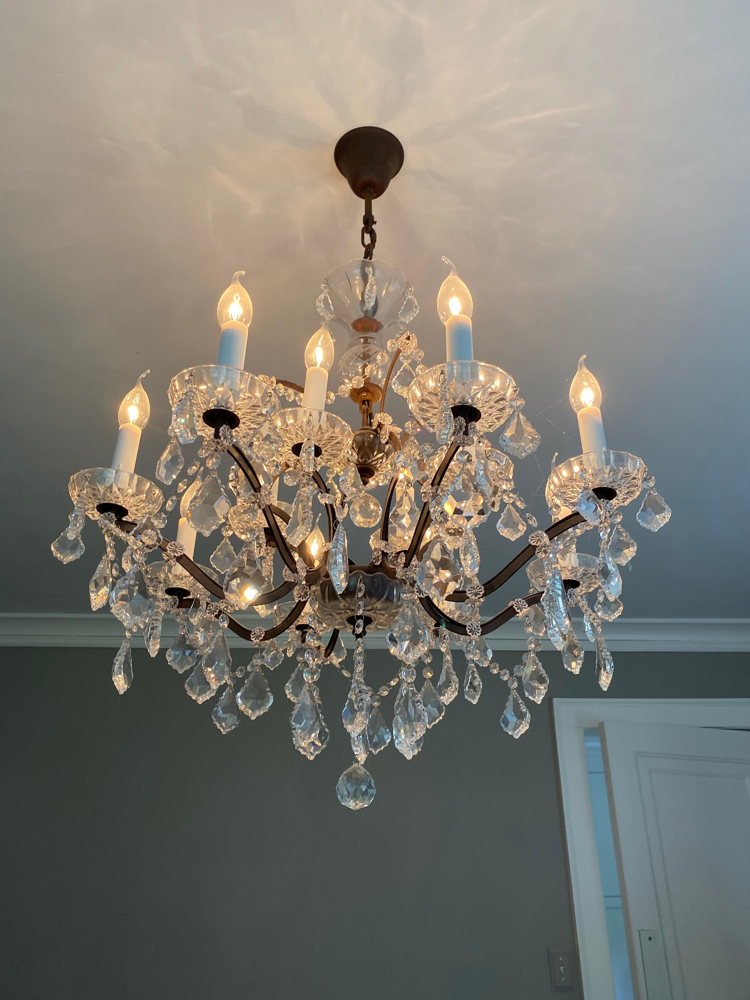 Rococo Crystal and Bronze 8-Armed Chandelier Dennis & Leen For Sale 4