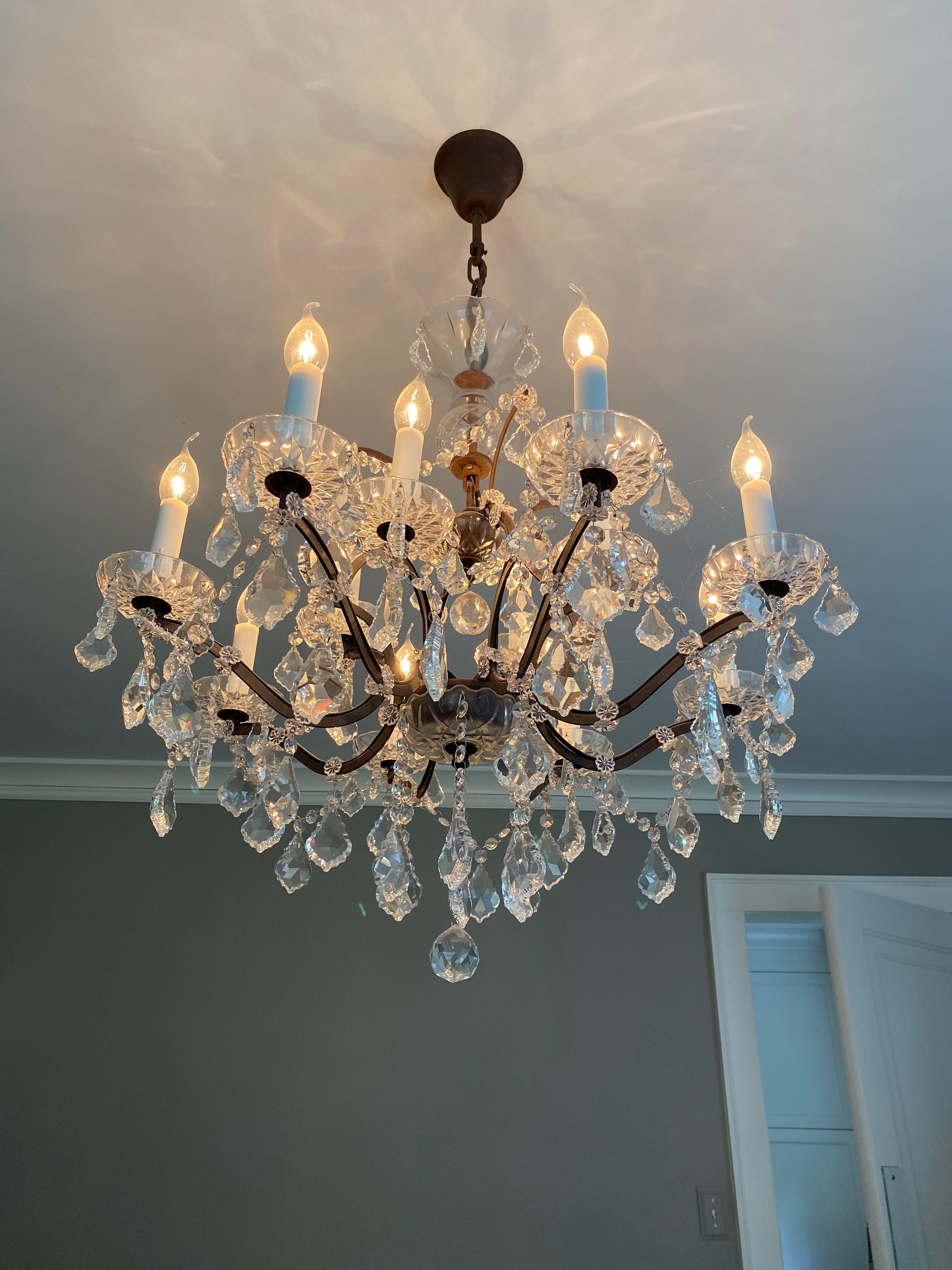 Rococo Crystal and Bronze 8-Armed Chandelier Dennis & Leen For Sale 5