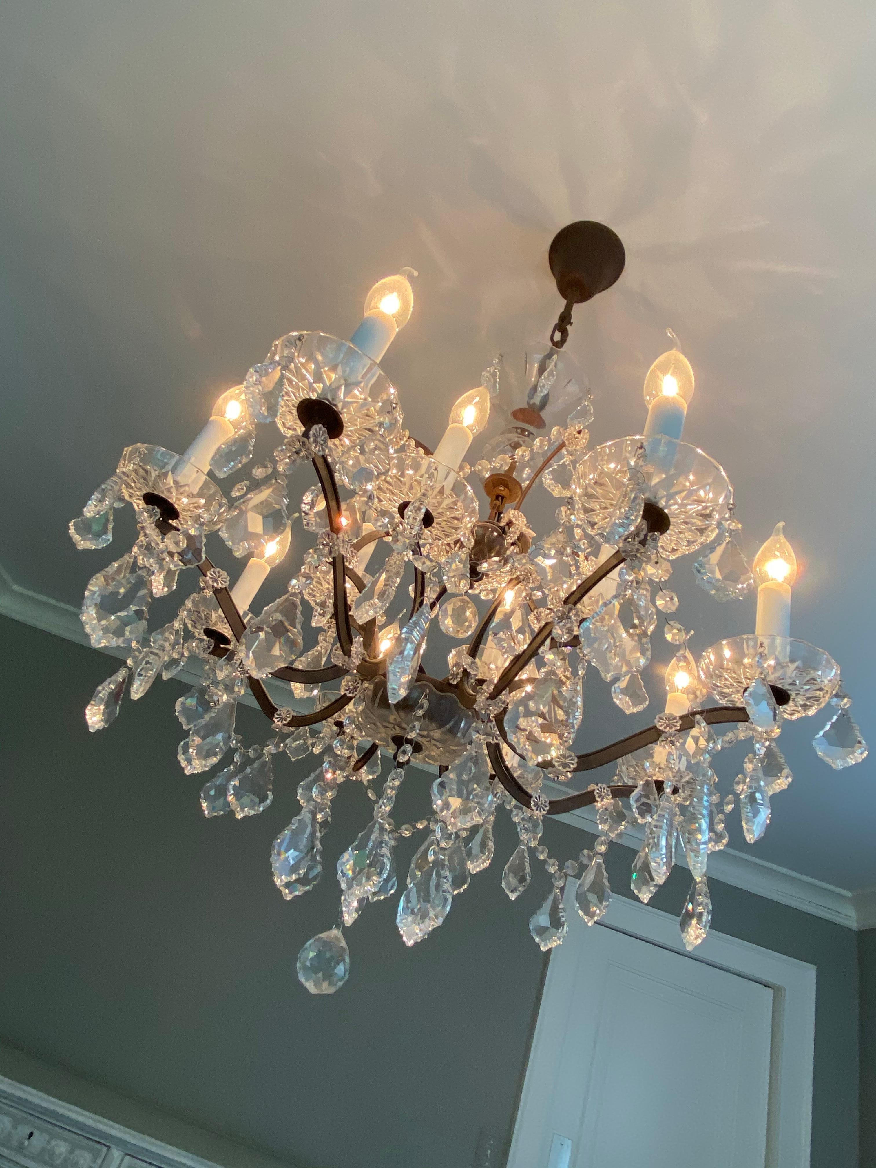Rococo Crystal and Bronze 8-Armed Chandelier Dennis & Leen For Sale 6