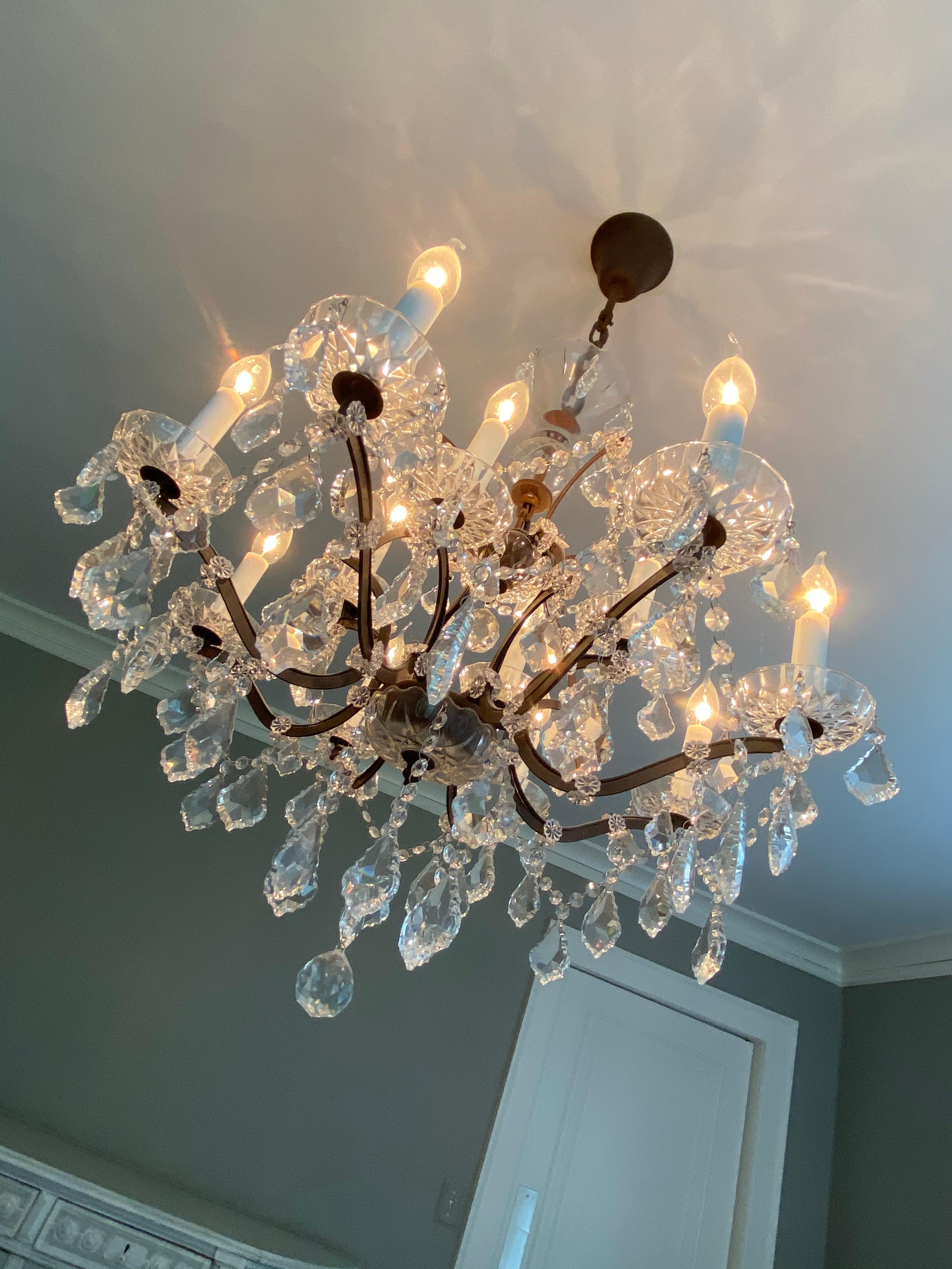 Rococo Crystal and Bronze 8-Armed Chandelier Dennis & Leen For Sale 7