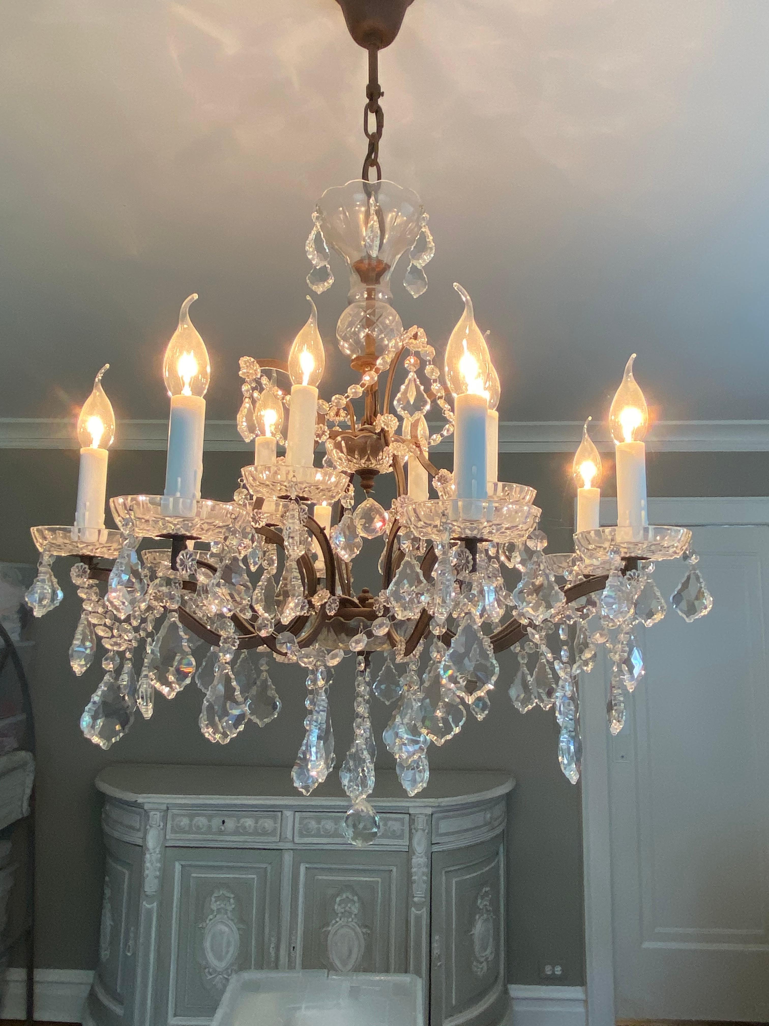 Rococo Crystal and Bronze 8-Armed Chandelier Dennis & Leen For Sale 8