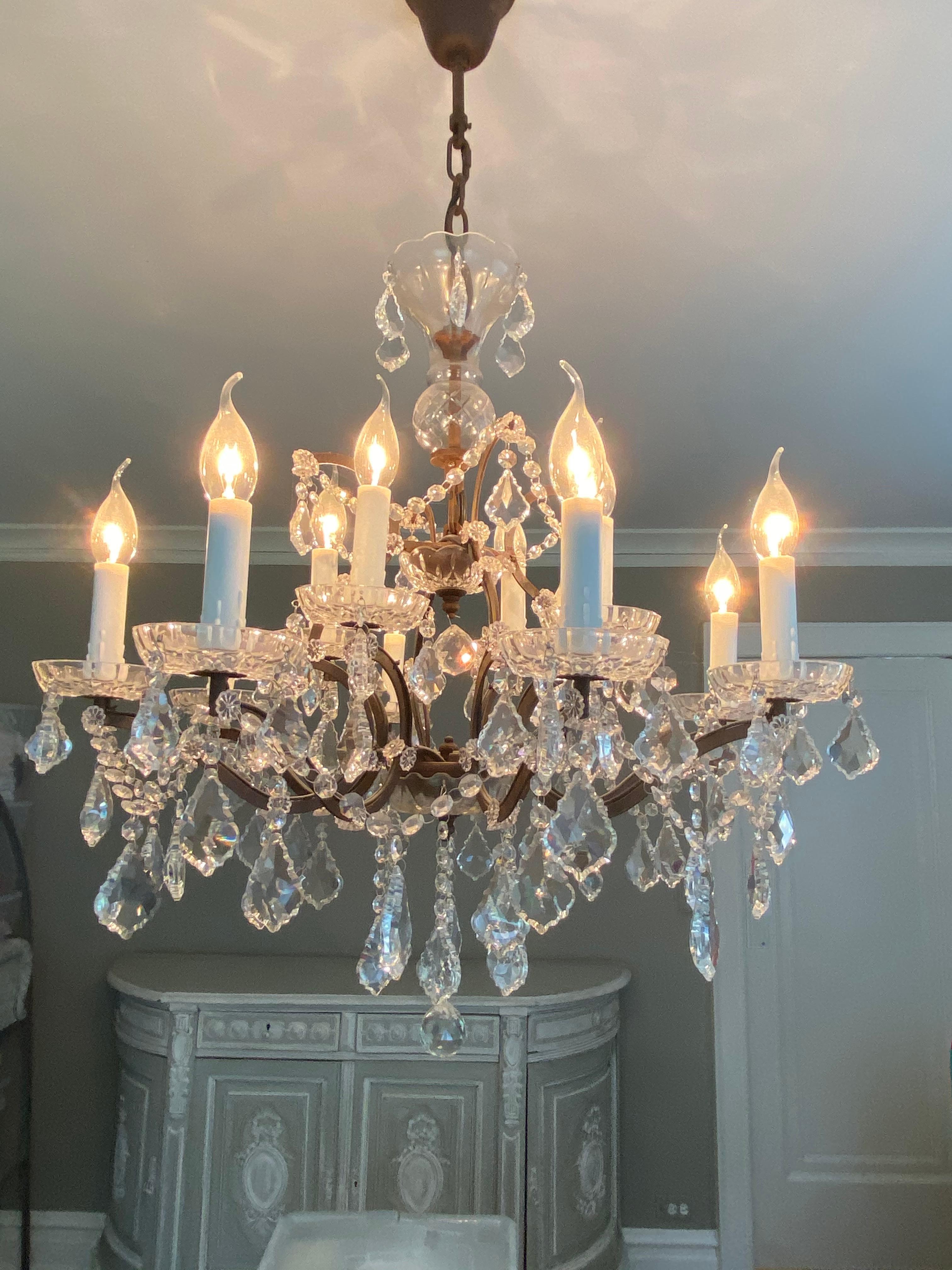 Rococo Crystal and Bronze 8-Armed Chandelier Dennis & Leen For Sale 9