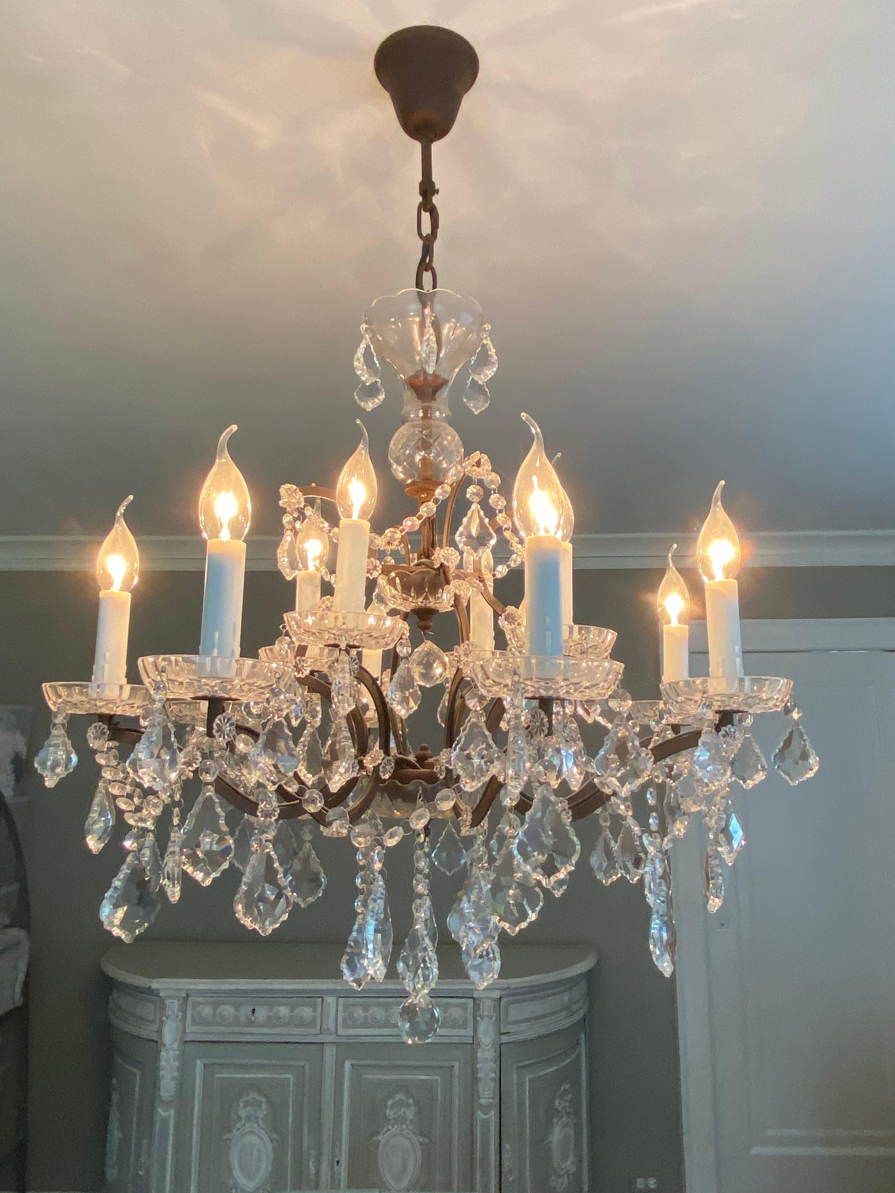 Rococo Crystal and Bronze 8-Armed Chandelier Dennis & Leen For Sale 10