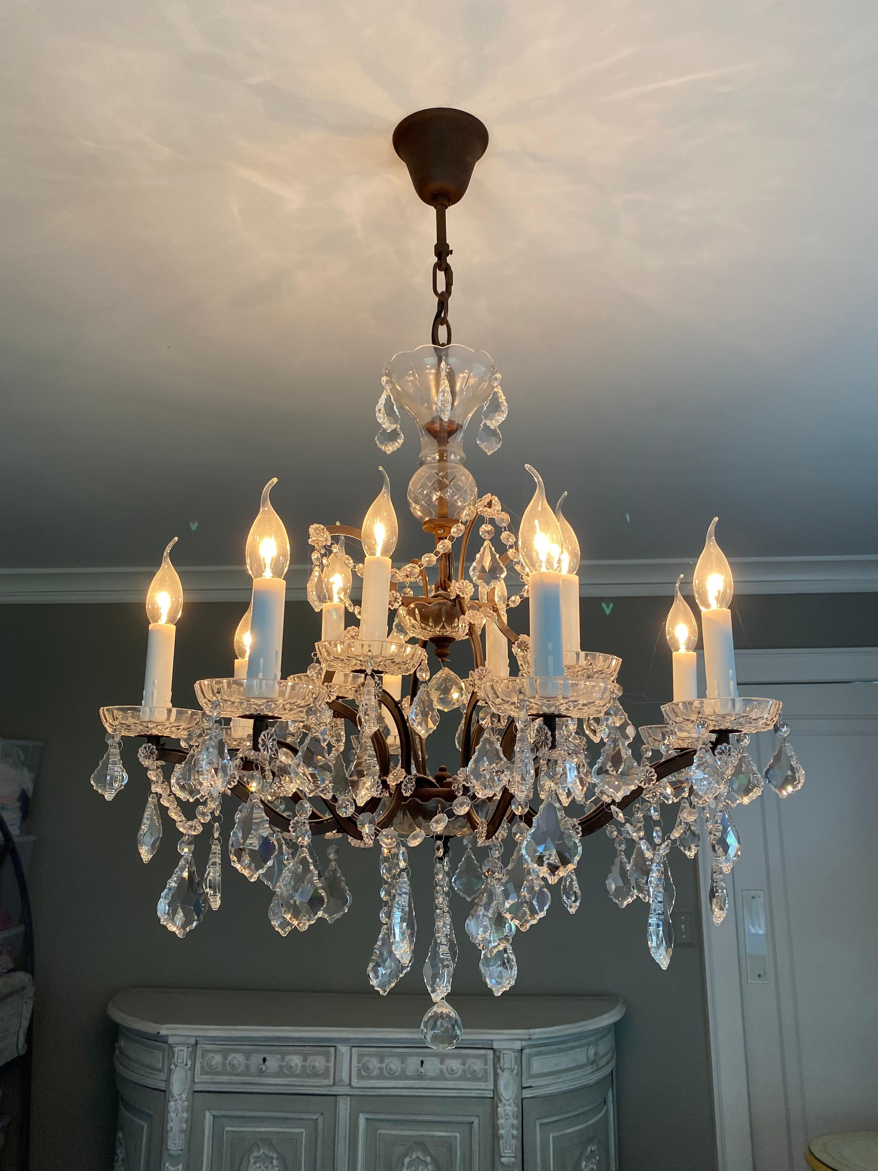 Rococo Crystal and Bronze 8-Armed Chandelier Dennis & Leen For Sale 2