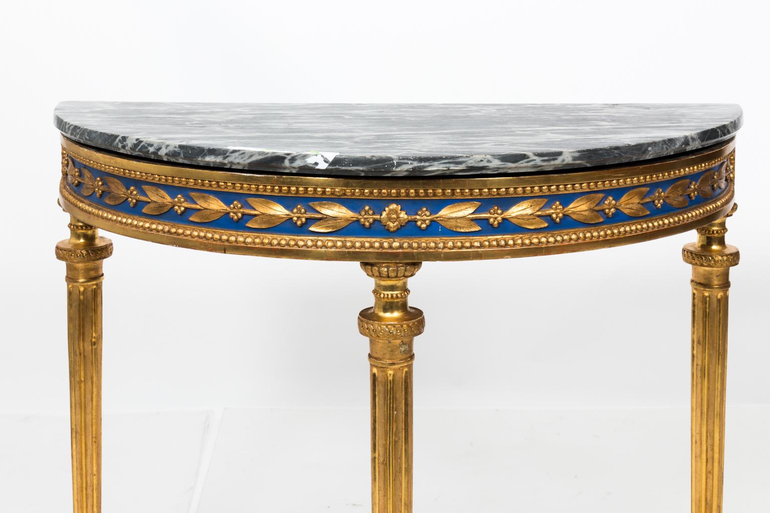 Gilt Rococo Demilune Console Table For Sale