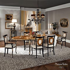 Rococo Dining Chair in Black and Gold Finish by Modenese Luxury Interiors
