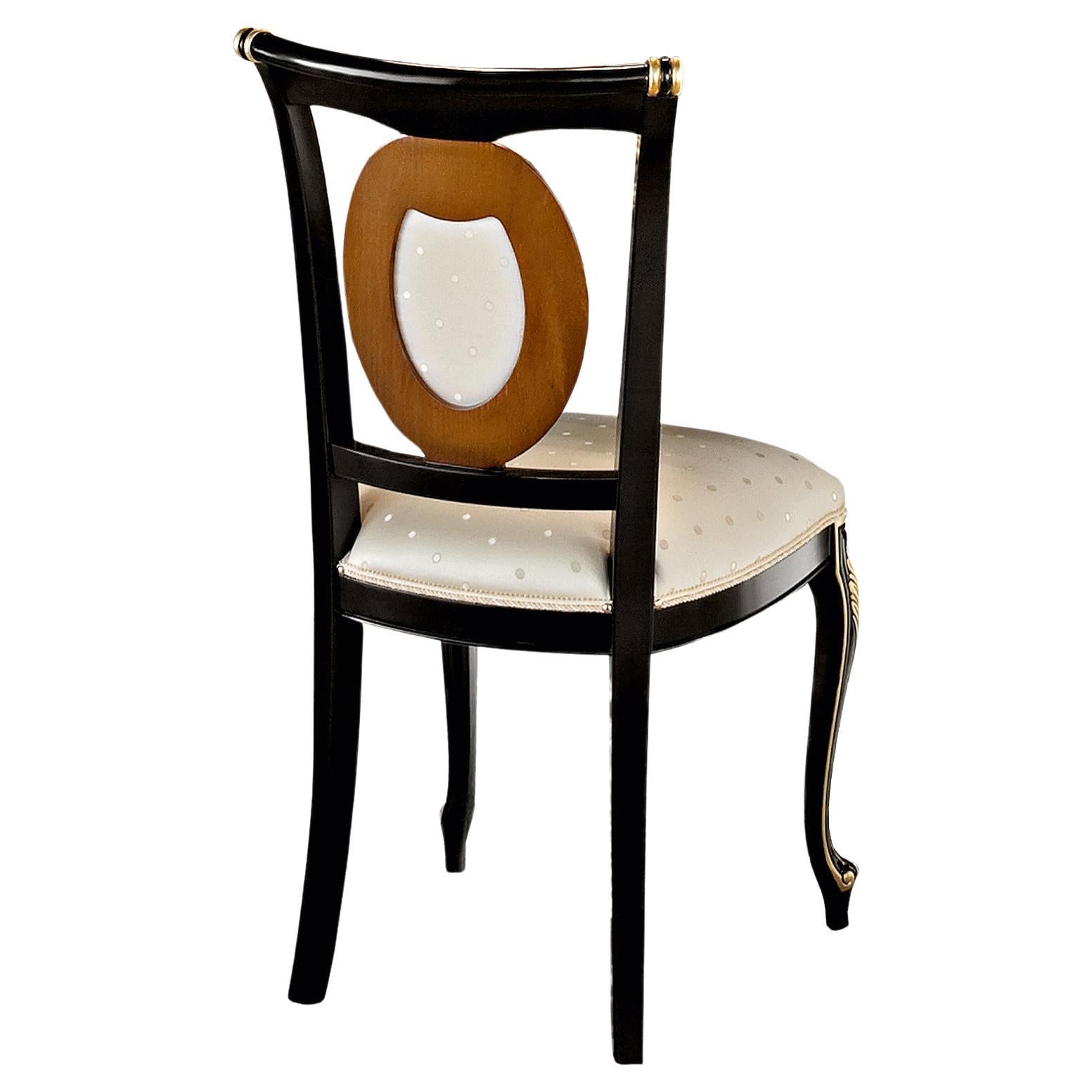 Rococo Dining Chair in Black and Gold Finish by Modenese Luxury Interiors