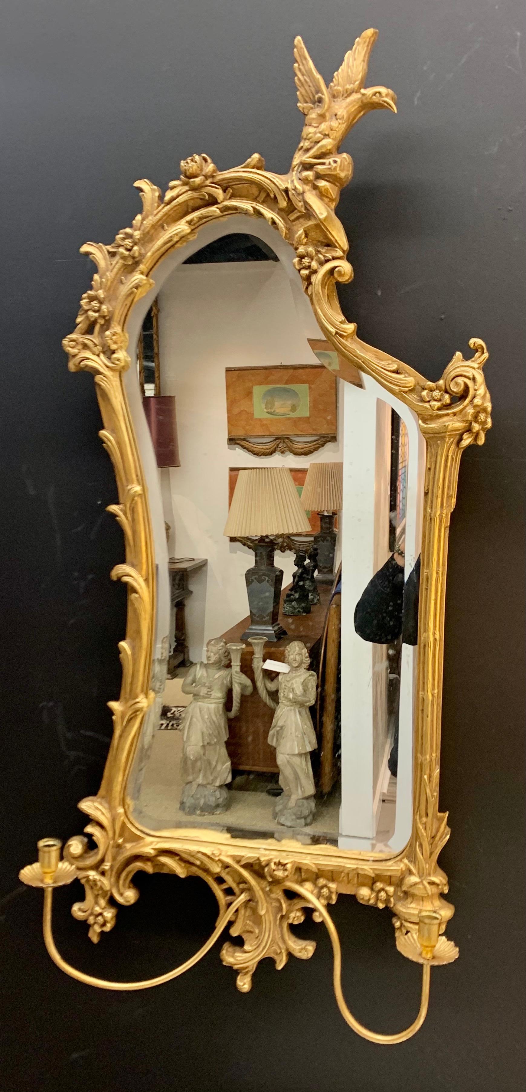 Italian Rococo Early 20th Century Gilt Wood Sculptural Carved Giltwood Mirror