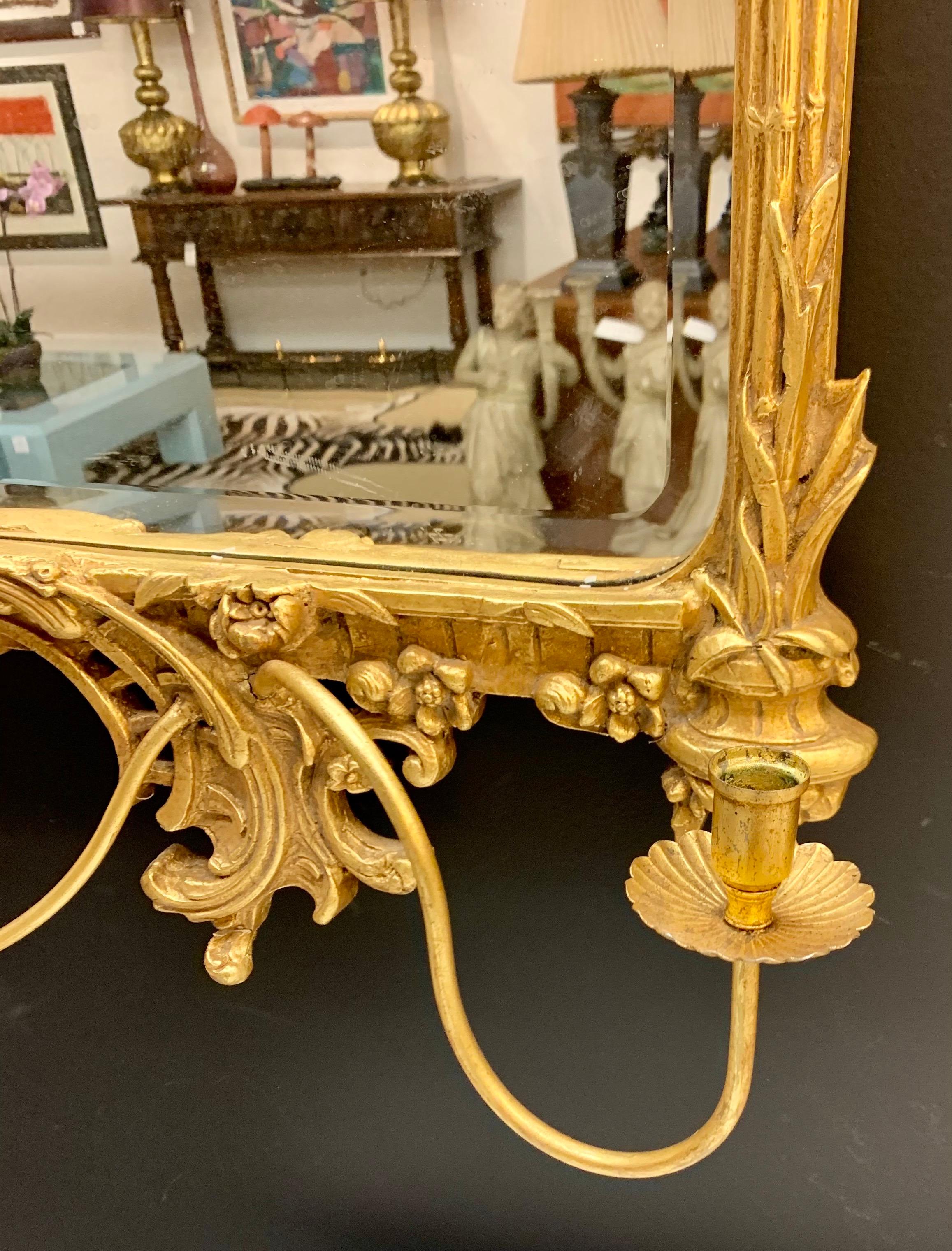 Rococo Early 20th Century Gilt Wood Sculptural Carved Giltwood Mirror In Good Condition In West Hartford, CT