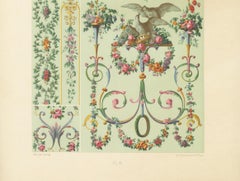 Rococo Floral Garland Design – 18th-Century French Ornament with Doves, 1869