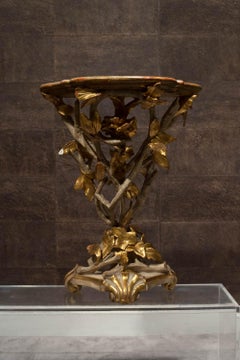 Rococo Gilded and Lacquered Italian Pair of Gueridon