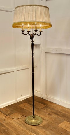 Rococo Gilt Brass Candelabra 4 Branch Floor Lamp, Standard Lamp  This is an elab