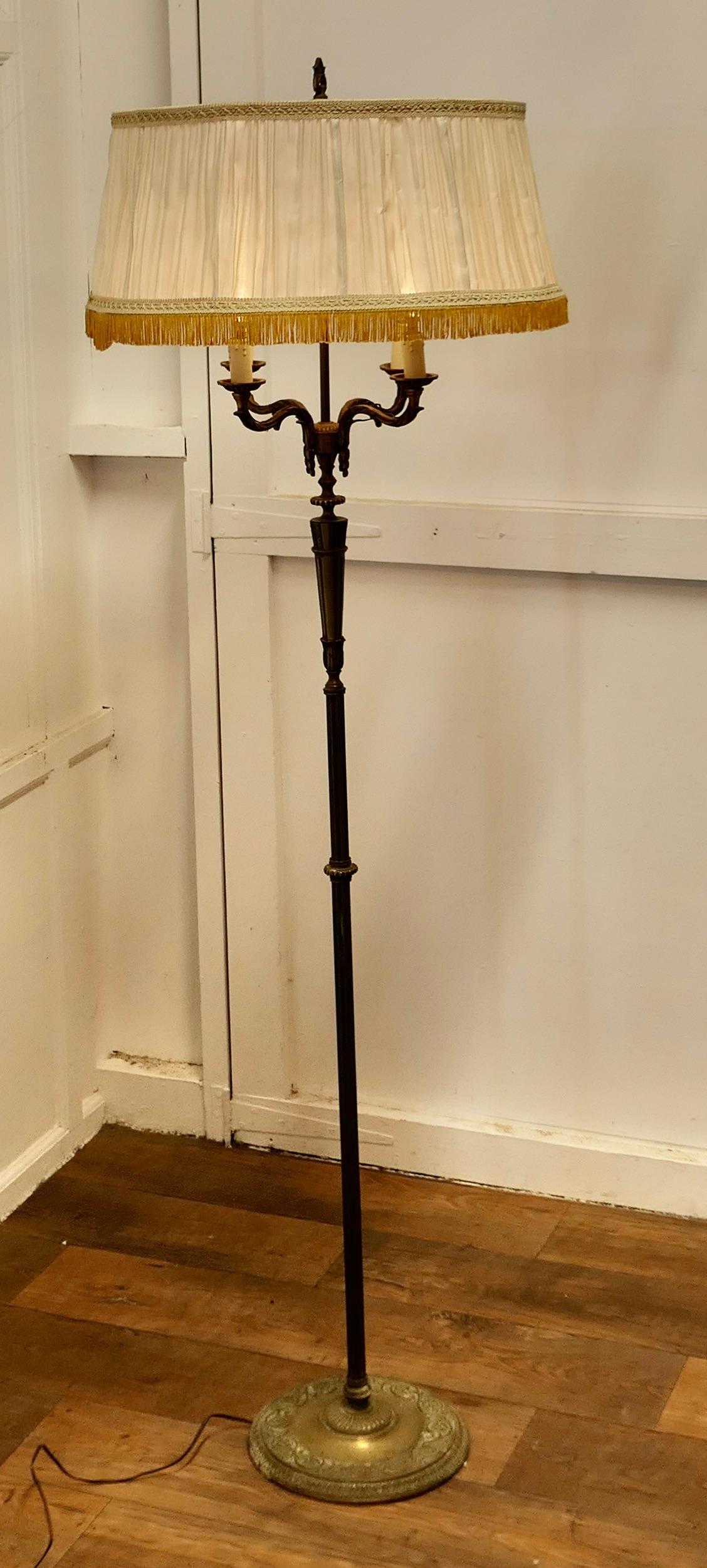 Rococo Gilt Brass Candelabra 4 Branch Floor Lamp, Standard Lamp  This is an elab In Good Condition For Sale In Chillerton, Isle of Wight