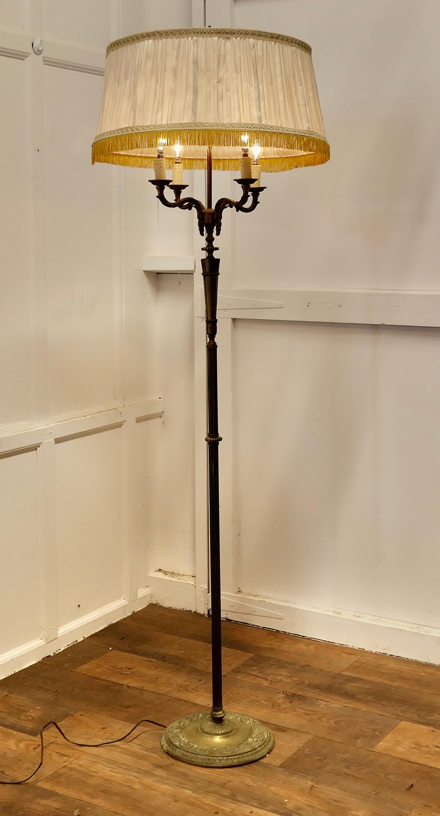 Rococo Gilt Brass Candelabra 4 Branch Floor Lamp, Standard Lamp  This is an elab For Sale 1