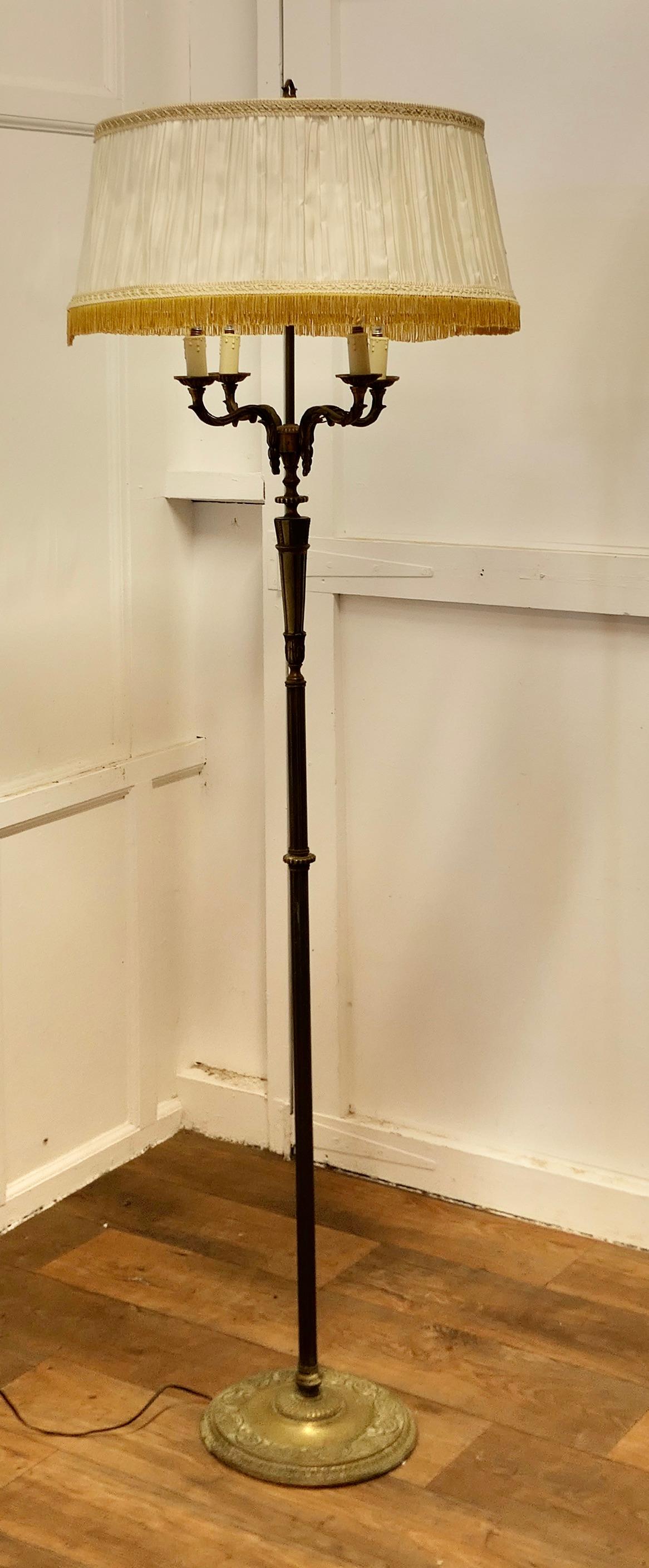 Rococo Gilt Brass Candelabra 4 Branch Floor Lamp, Standard Lamp  This is an elab For Sale 2