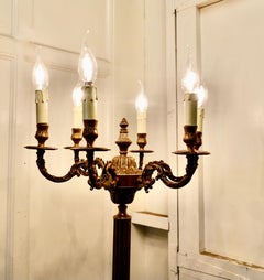 Rococo Gilt Brass Candelabra 6 Branch Floor Lamp, Standard Lamp