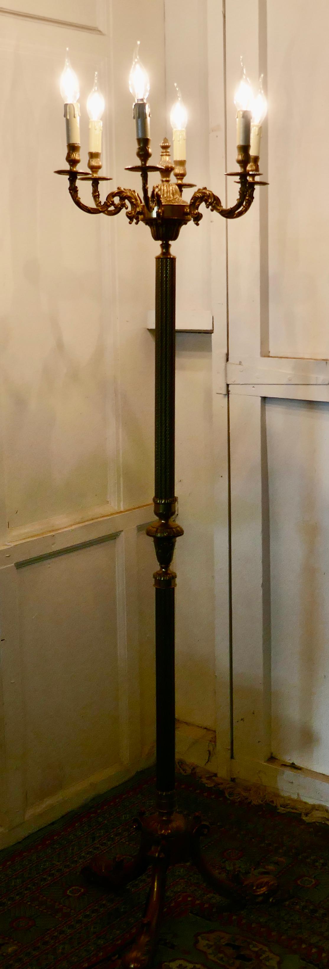 Rococo Gilt Brass Candelabra 6 Branch Floor Lamp, Standard Lamp 1