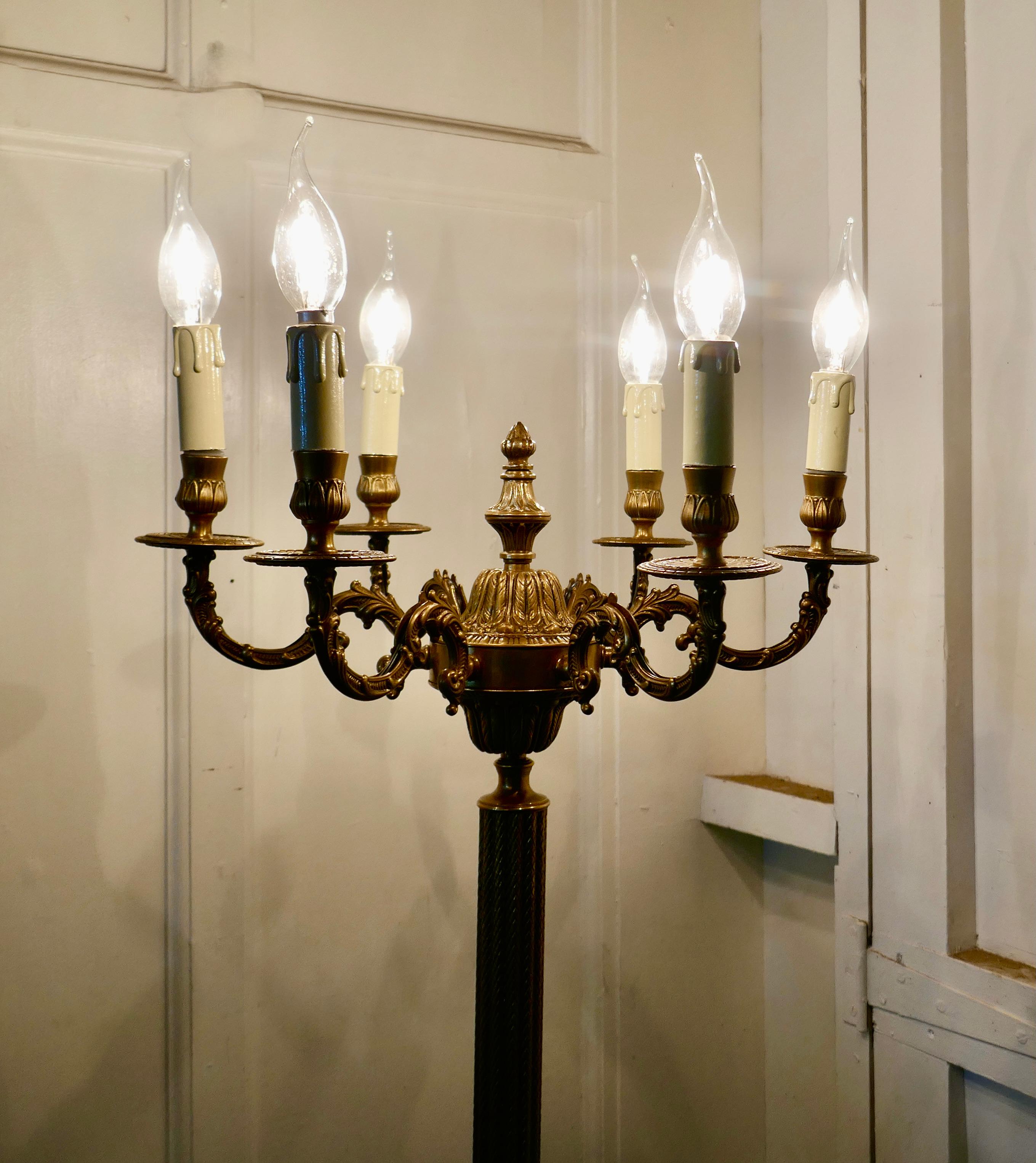 Rococo Gilt Brass Candelabra 6 Branch Floor Lamp, Standard Lamp 2