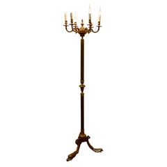 Rococo Gilt Brass Candelabra 6 Branch Floor Lamp, Standard Lamp