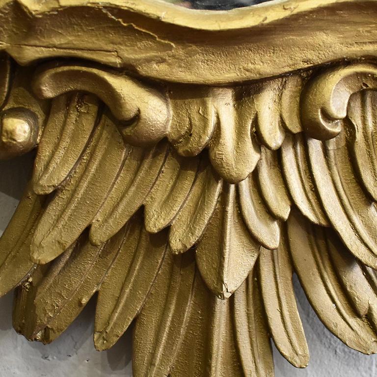 English Rococo Giltwood Golden Phoenix Bird Wall Mirror, 19th Century, England