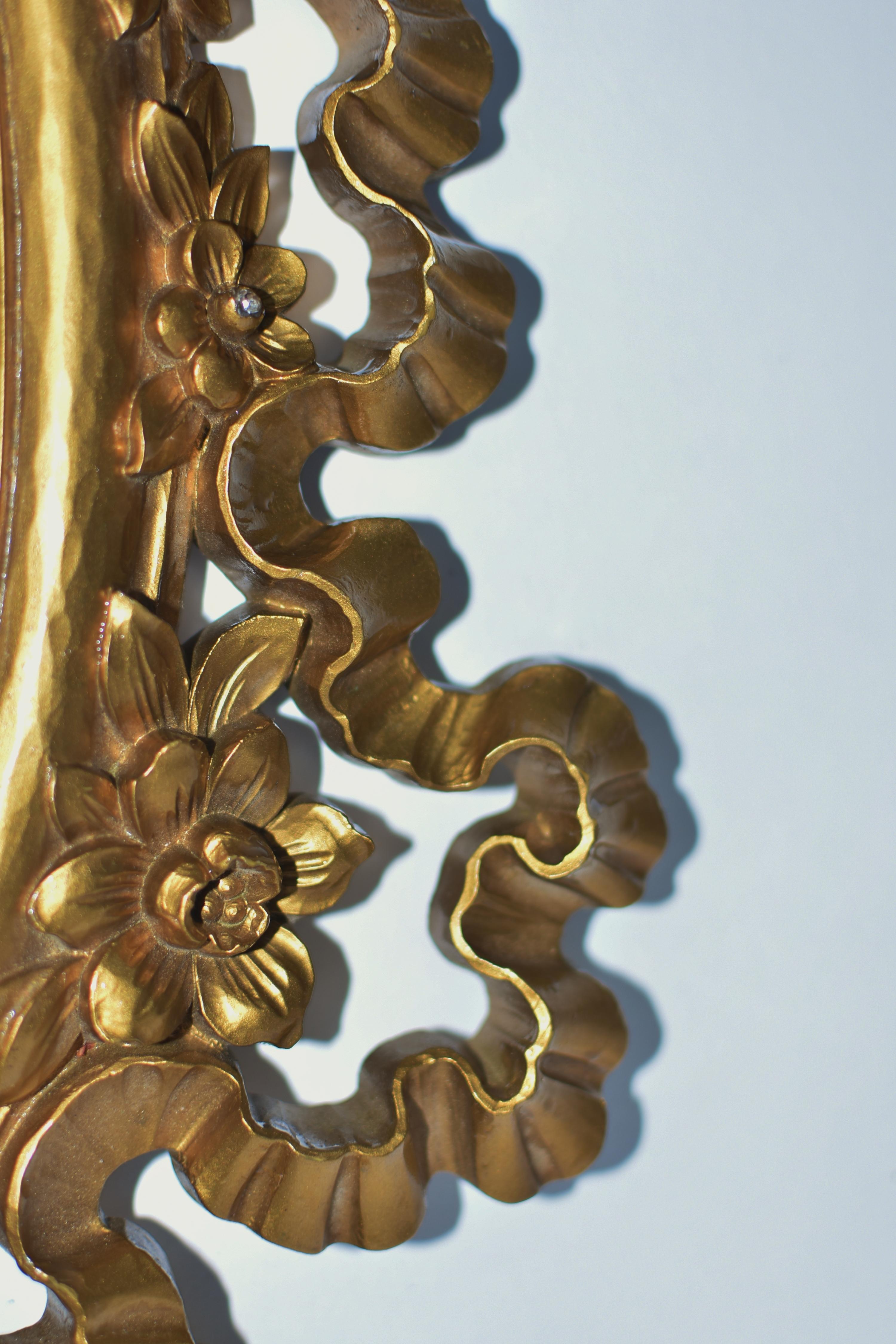 Specchio d'oro rococò da parete Syroco originale in vendita 3