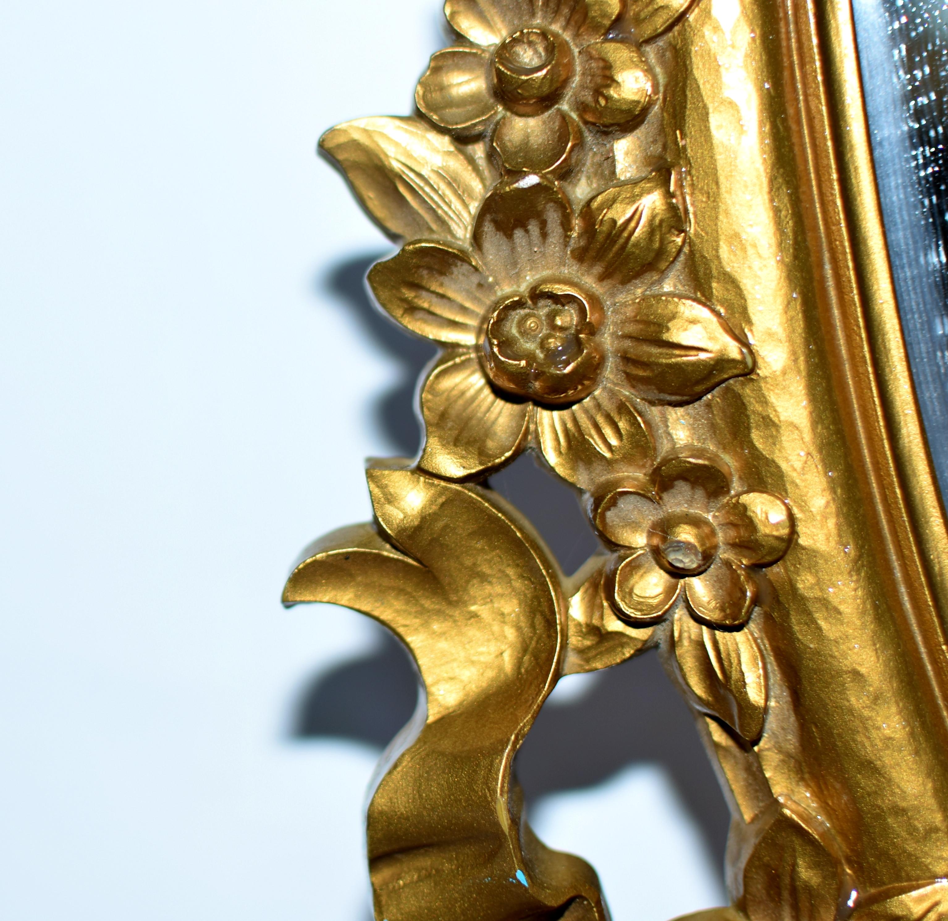 Americano Specchio d'oro rococò da parete Syroco originale in vendita