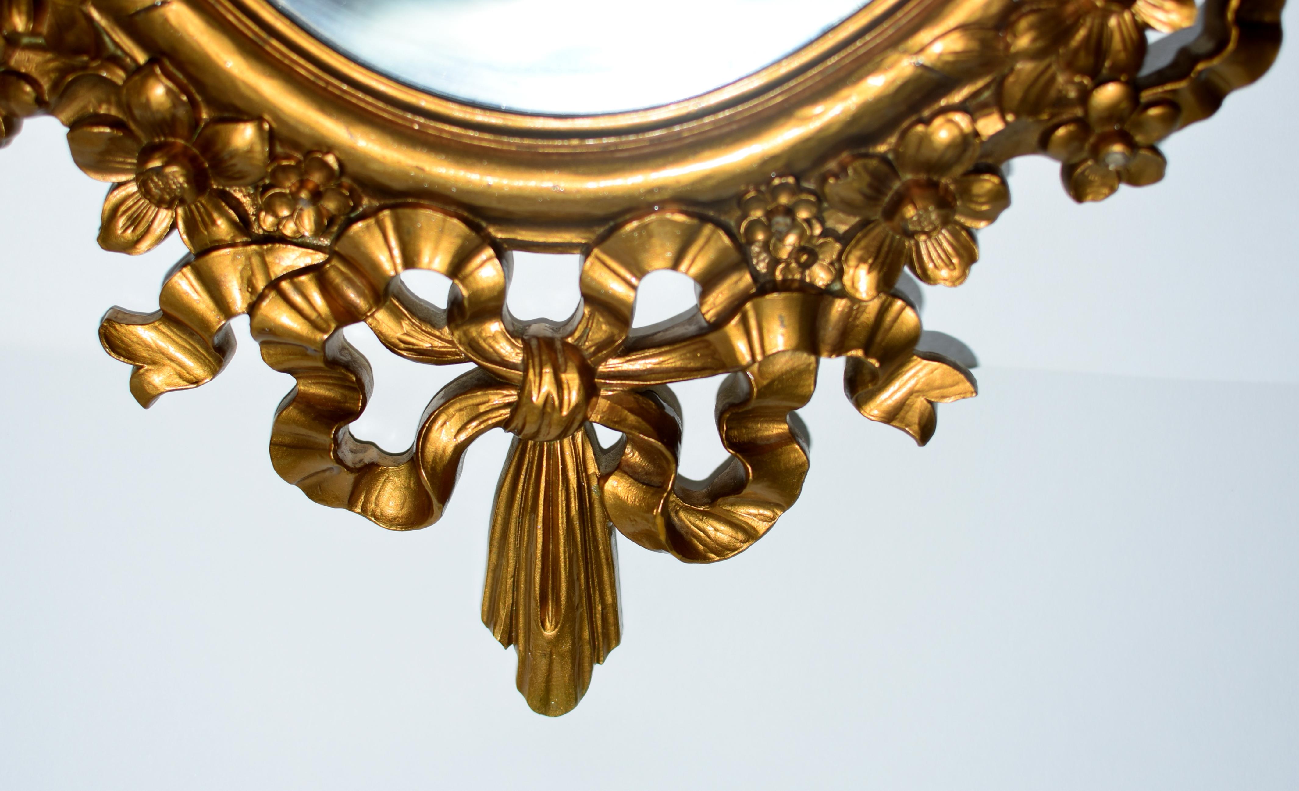 Specchio d'oro rococò da parete Syroco originale In condizioni ottime in vendita a Somis, CA