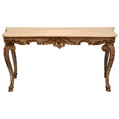 Rococo Giltwood Console Table with Cabriole Legs