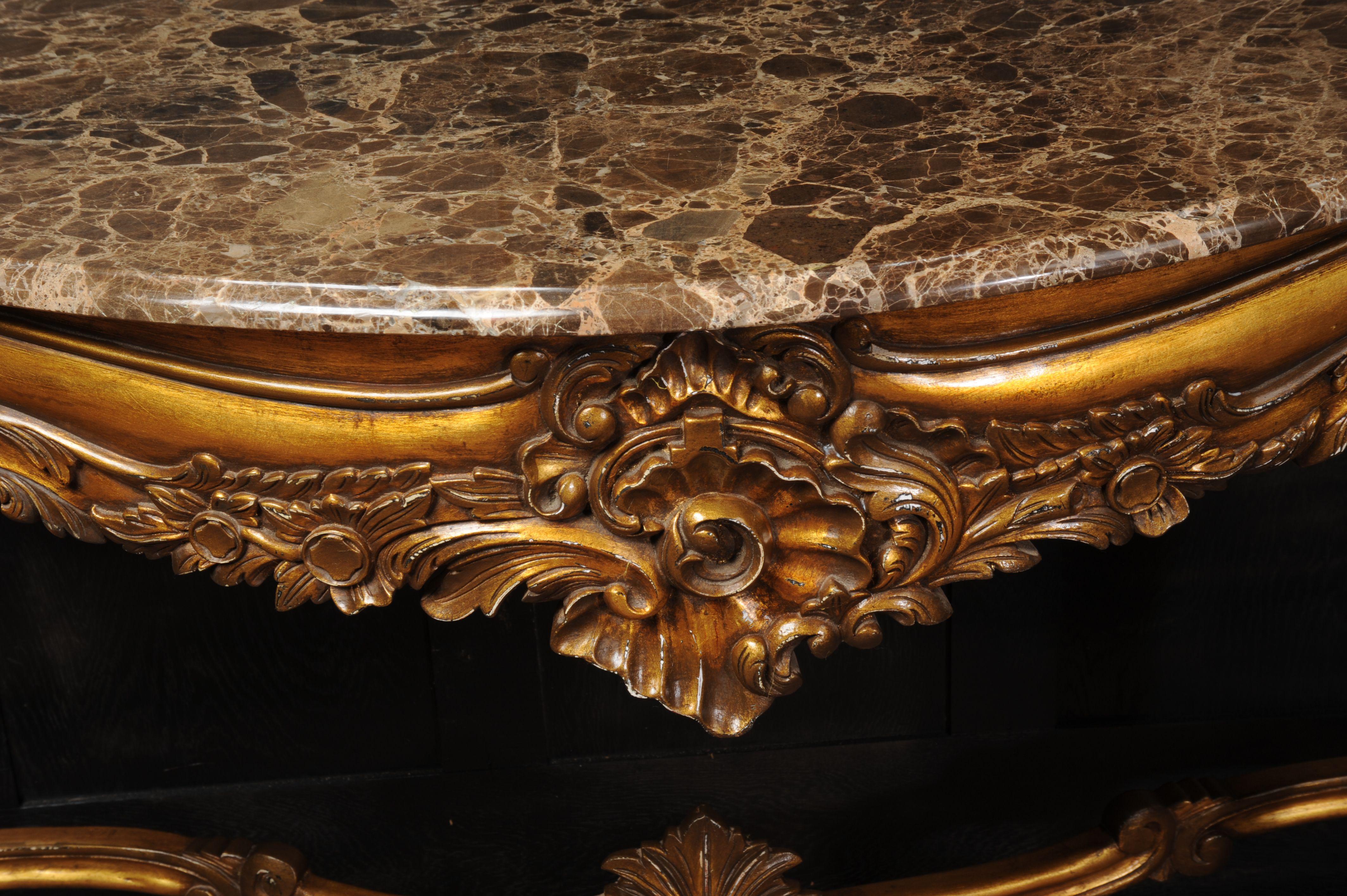 Rococo Giltwood Console Table with Marble Top For Sale 4