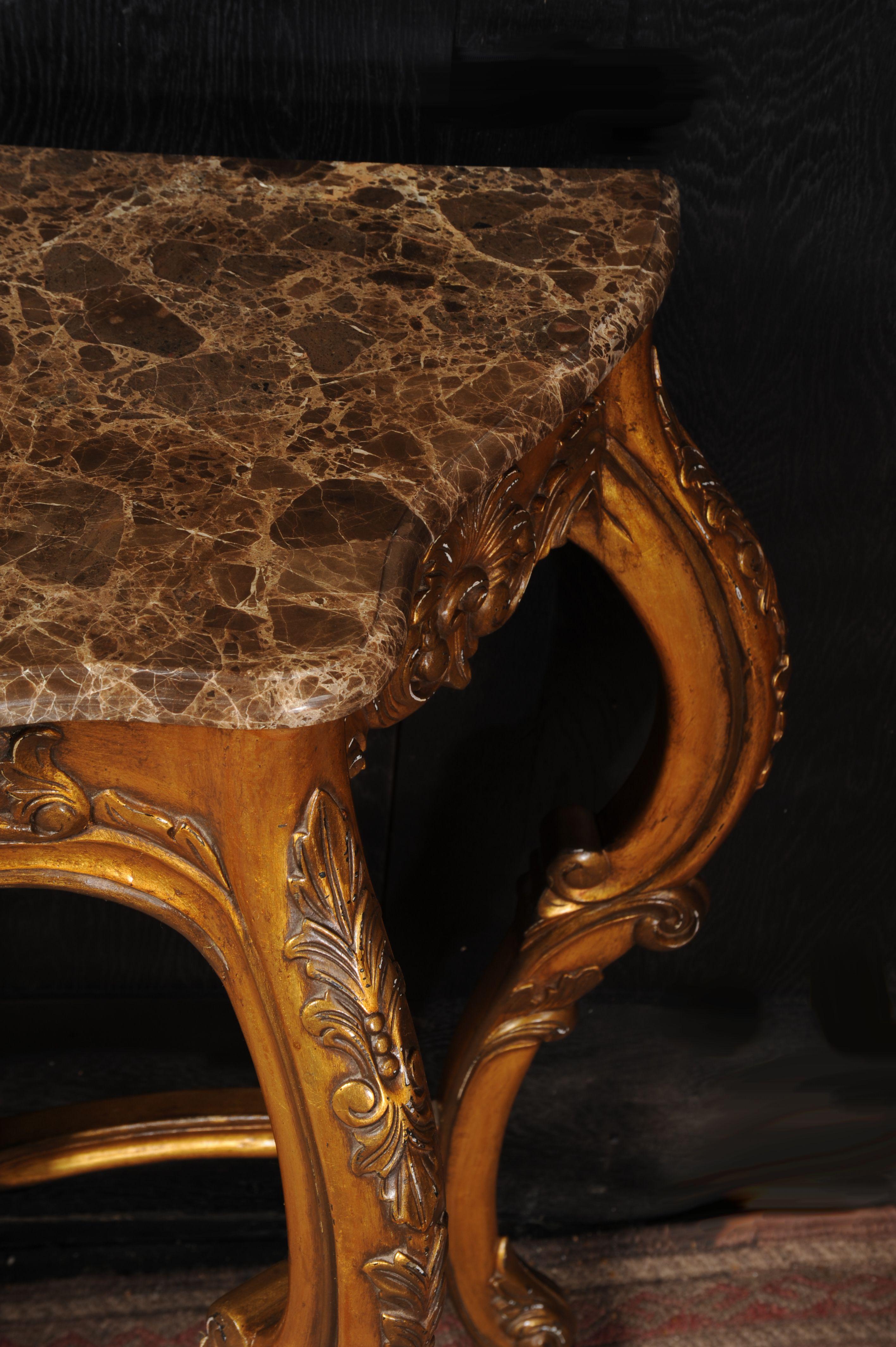 Gesso Rococo Giltwood Console Table with Marble Top For Sale