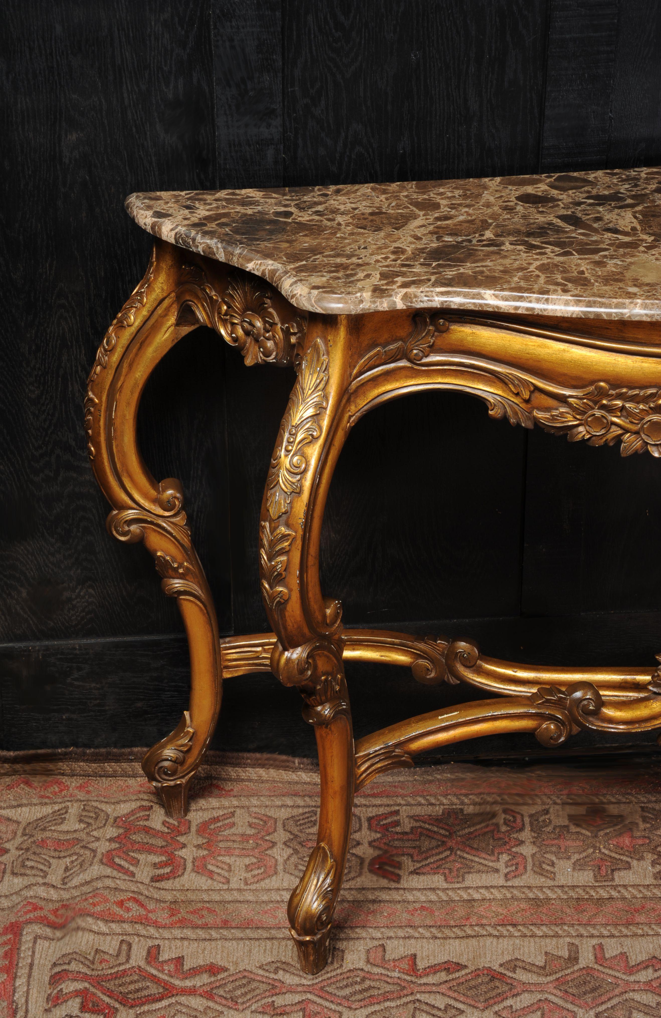 Rococo Giltwood Console Table with Marble Top For Sale 3