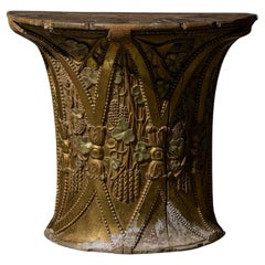 Consola rococó de madera dorada Demilune, Italia, Siglo XVIII
