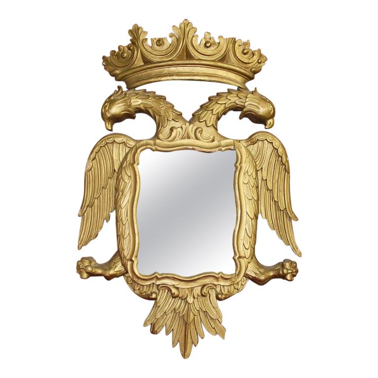 Rococo Giltwood Golden Phoenix Bird Wall Mirror, 19th Century, England