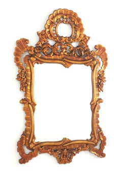 Rococo Giltwood Mirror with Foliage Floral Frame, Spain 1930s