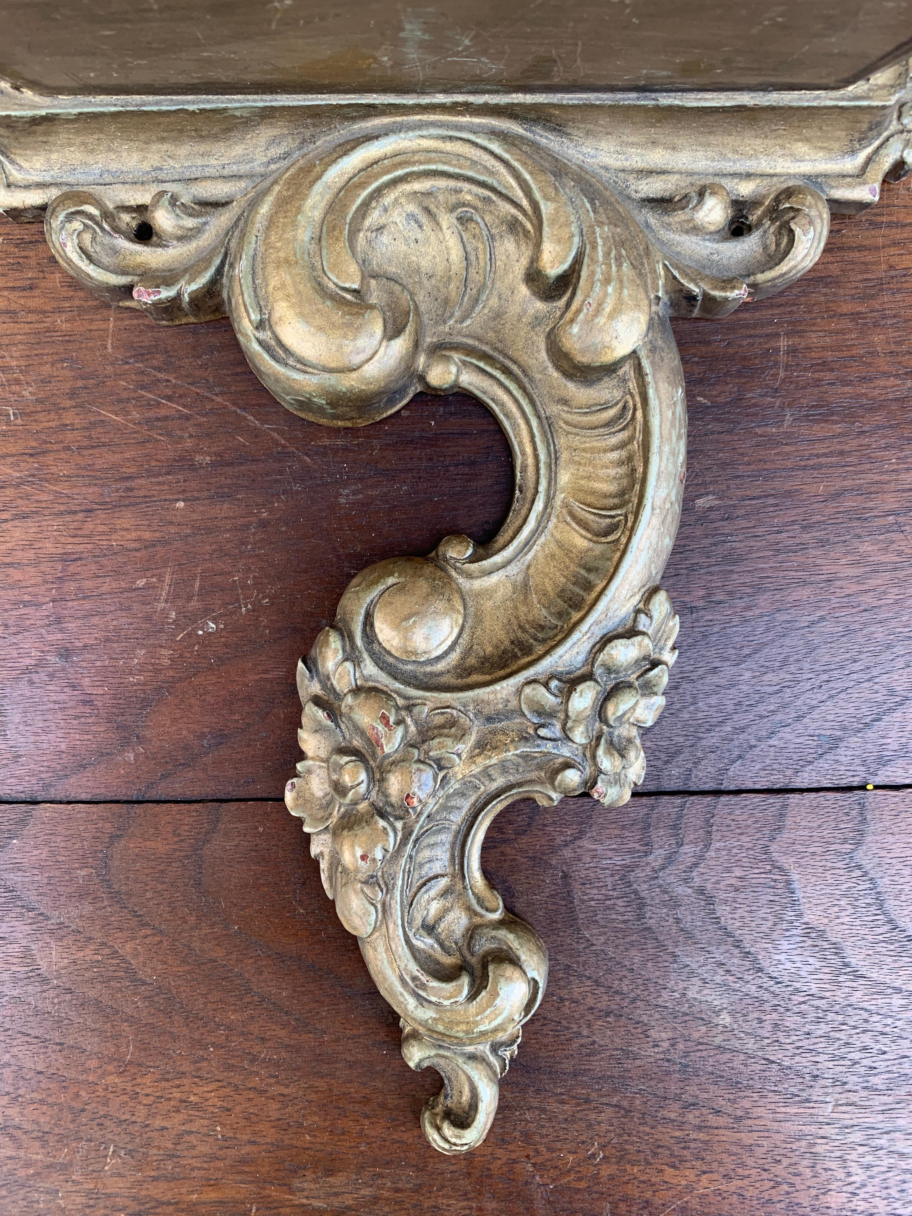 20th Century Rococo Giltwood Wall Sconce Shelf For Sale