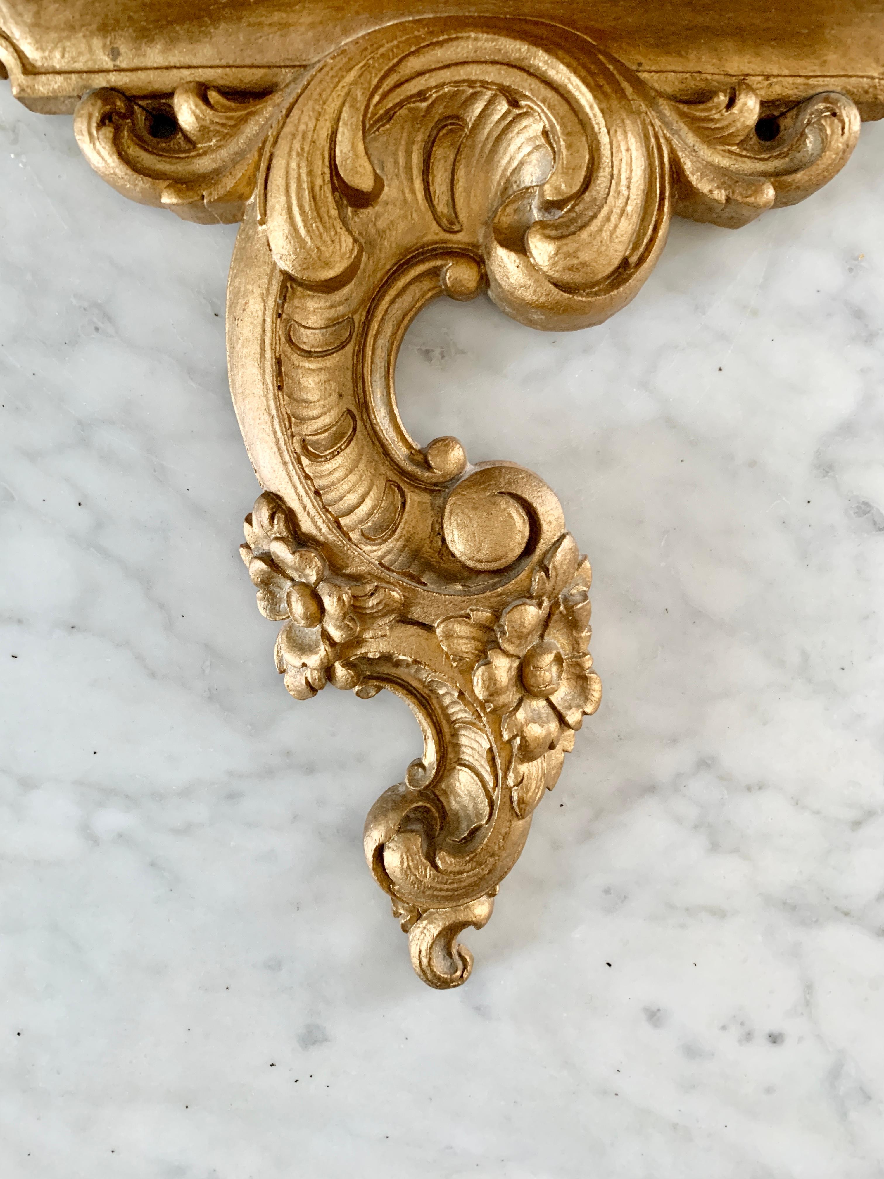 Rococo Giltwood Wall Sconce Shelves, Pair In Good Condition In Elkhart, IN