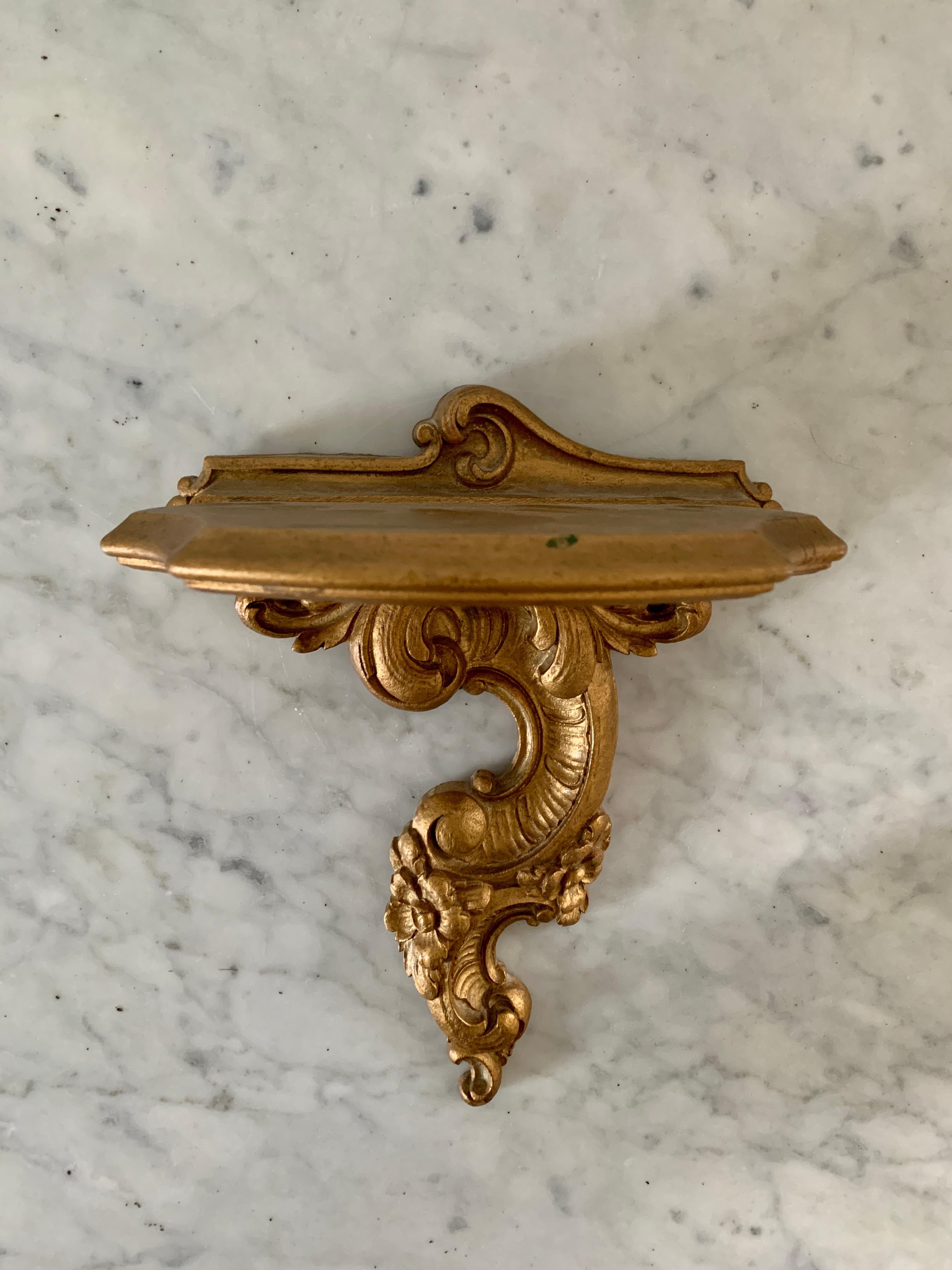 Rococo Giltwood Wall Sconce Shelves, Pair 1
