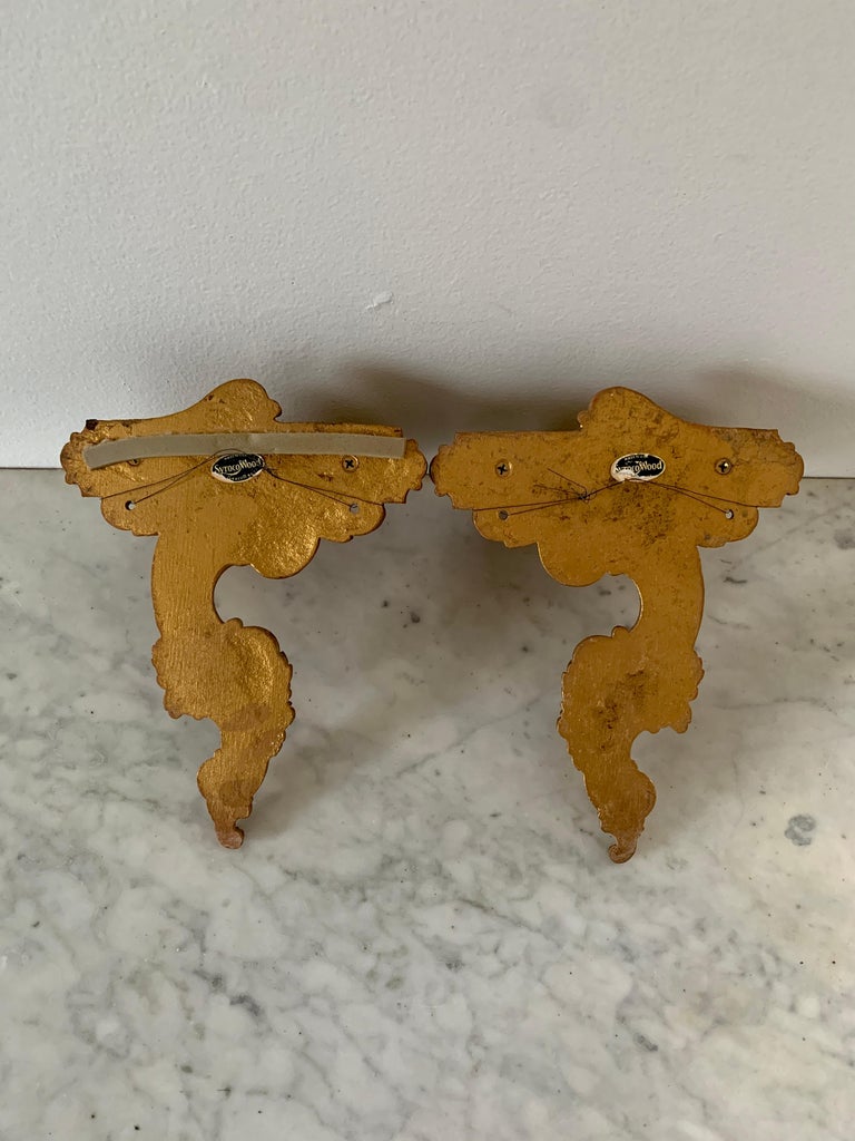 Rococo Giltwood Wall Sconce Shelves, Pair For Sale at 1stDibs