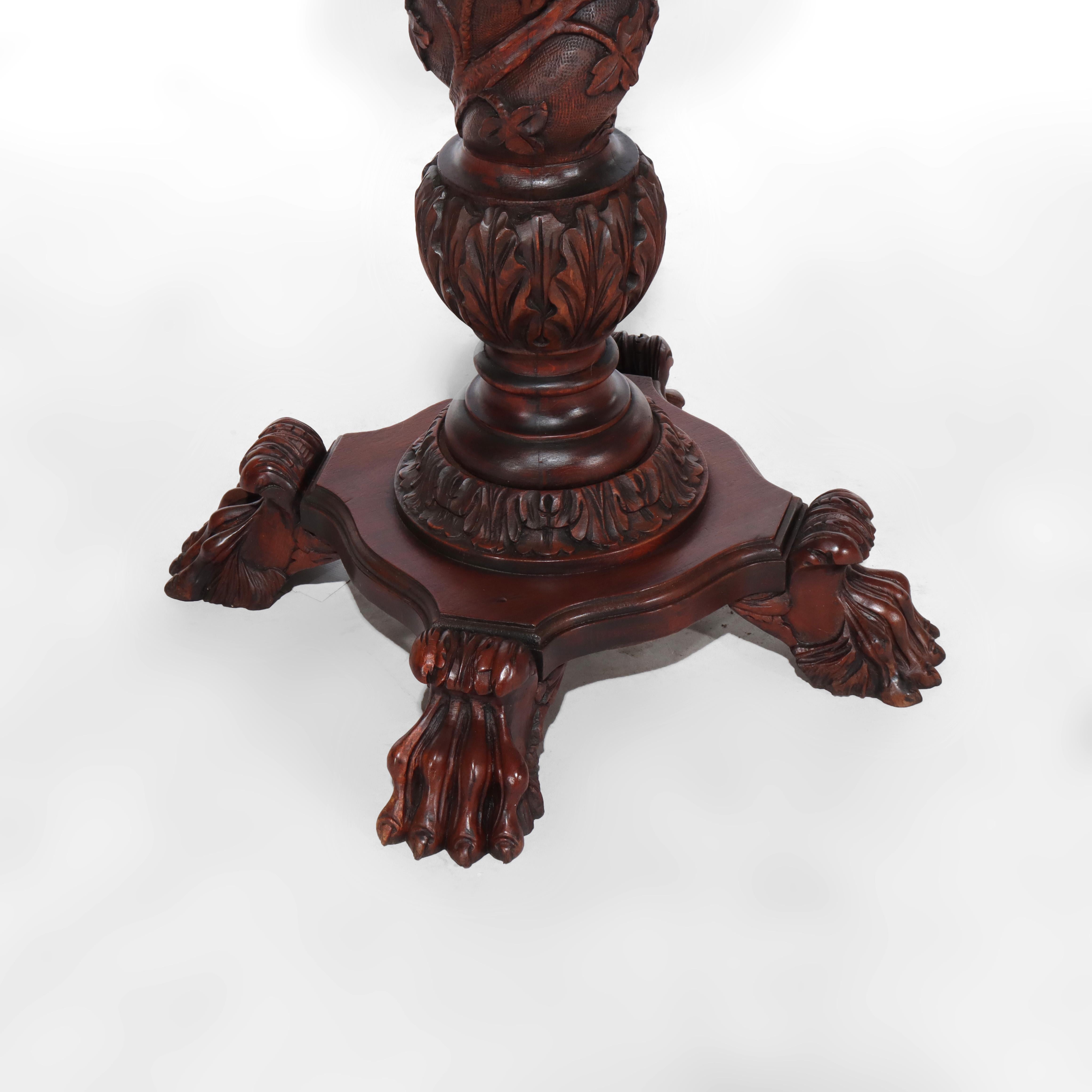***Reduced In-House Delivery Rates - Click on “Ask Seller” to Request a Quote***

Rococo Grape & Leaf Clawfoot Carved Mahogany Claw Foot Sculpture Pedestal c1890 (36 3/4