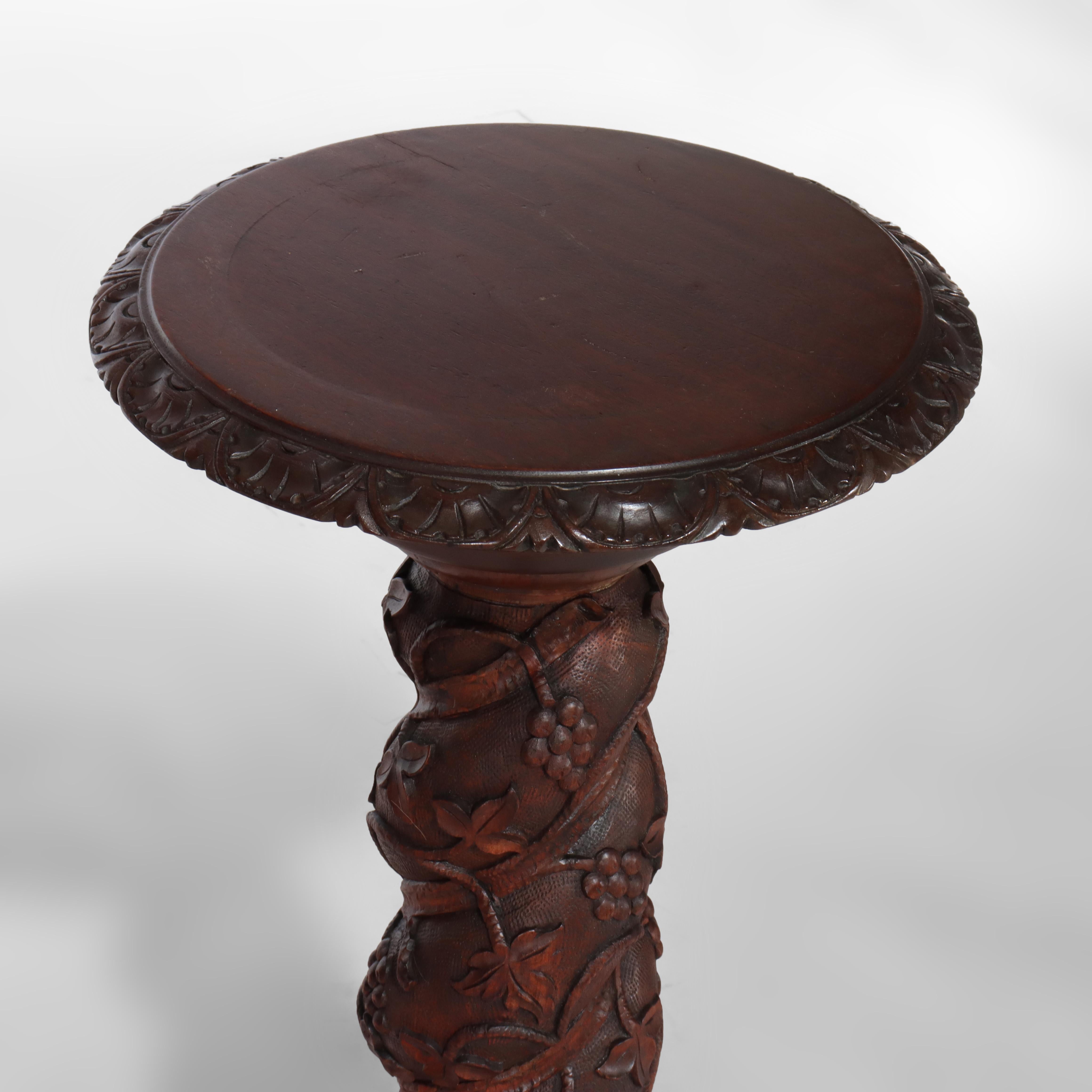 Rococo Grape & Leaf Clawfoot Carved Mahogany Claw Foot Sculpture Pedestal c1890 For Sale 3