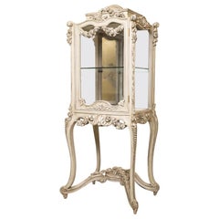 Vintage Rococo Hand Carved French Vitrine, 20th Century